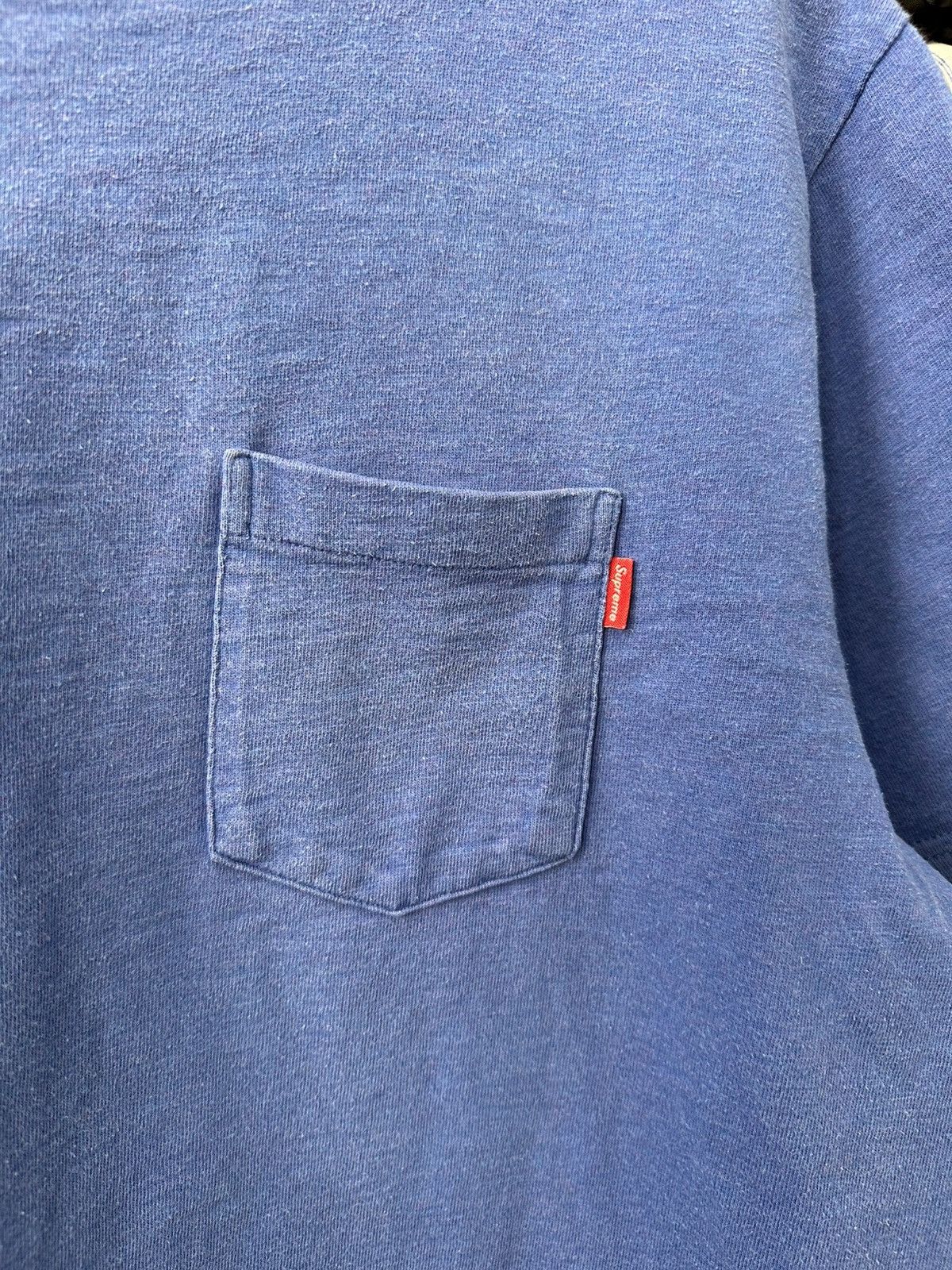 Supreme Supreme Pocket T-Shirt Red Box Logo Blue Faded Y2K Basic Tee Size US L / EU 52-54 / 3 - 6 Thumbnail