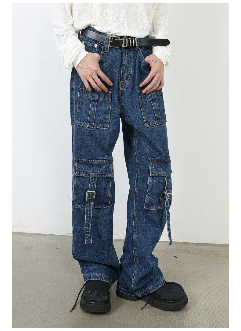 Japanese Brand × Jean Men's multi-pocket washed vintage wide-leg cargo jeans Size US 32 / EU 48 - 3 Thumbnail