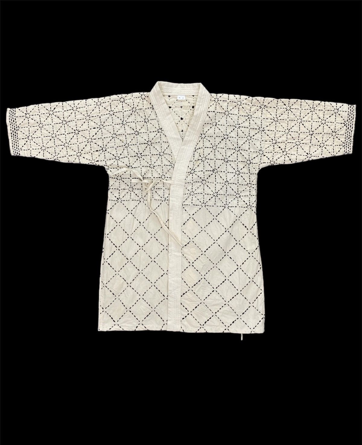 image of Vintage Dirty Sashiko Kimono in White, Men's (Size Small)