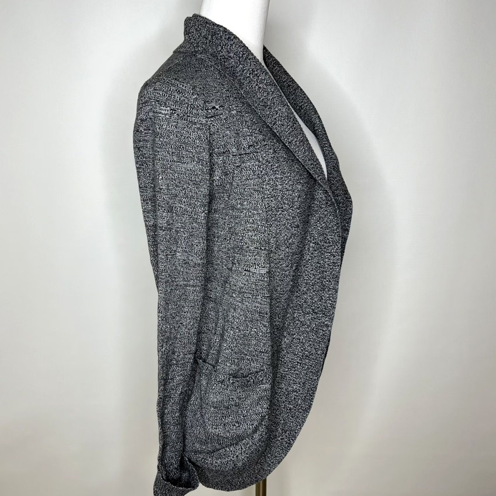 Vintage Silence + Noise Cardigan Open Knit Marled Gray Black Pockets Med Women Sweater Light Coat" Size M / US 6-8 / IT 42-44 - 2 Thumbnail