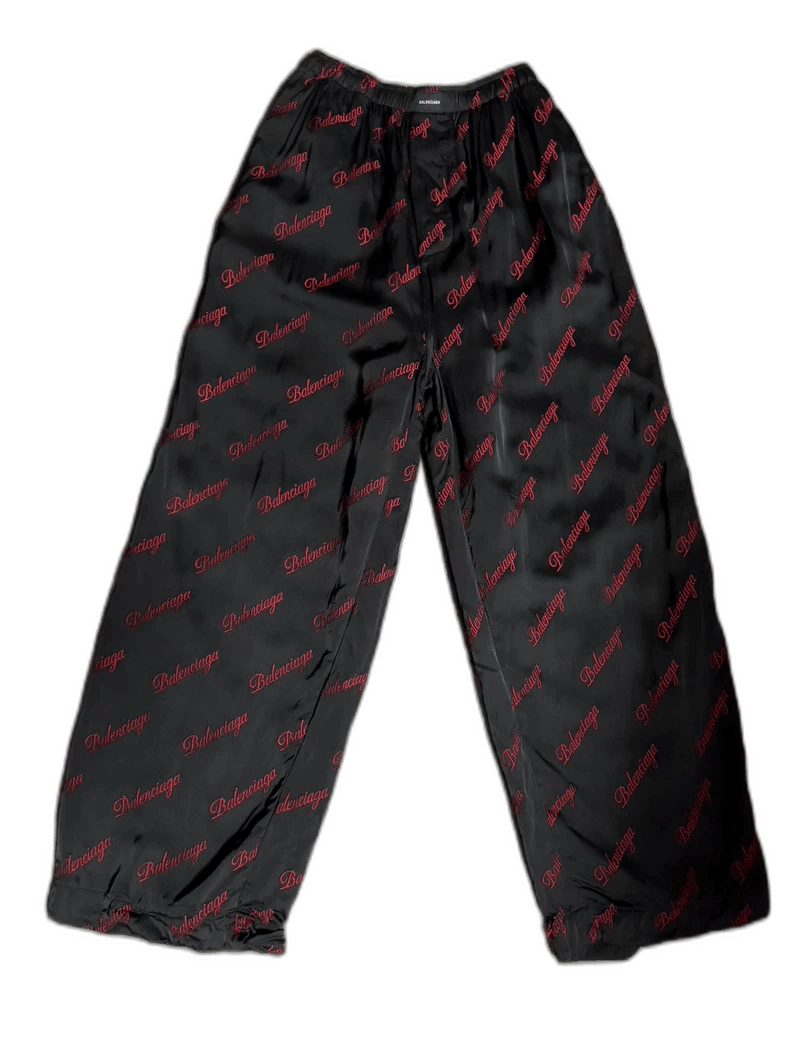 Balenciaga Balenciaga Silk Pants with Logo Print-2505 Size US 30 / EU 46 - 1 Thumbnail