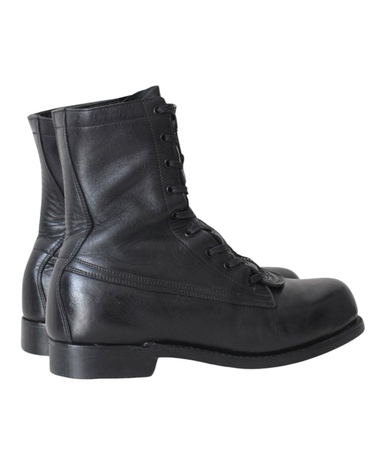 If Six Was Nine 1989 US ARMY BLACK LEATHER FRONT-ZIP COMBAT BOOTS Size US 9 / EU 42 - 6 Thumbnail