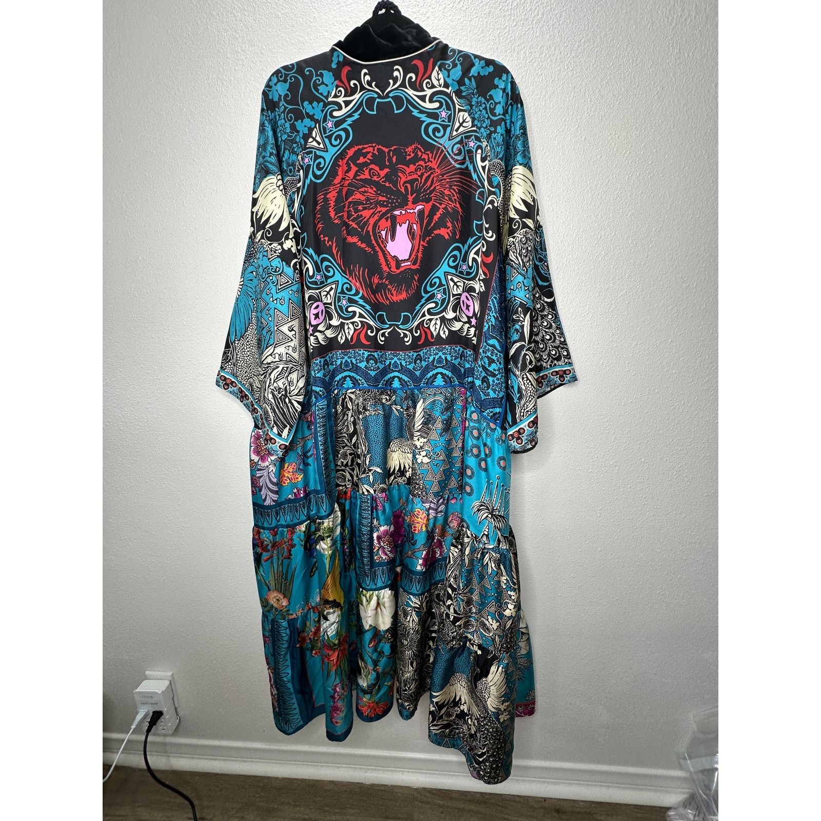 F.R.S F.R.S. Cream Black Blue Red Multi Bird Floral Tiger Kimono M Size 27" / US 4 / IT 40 - 5 Thumbnail