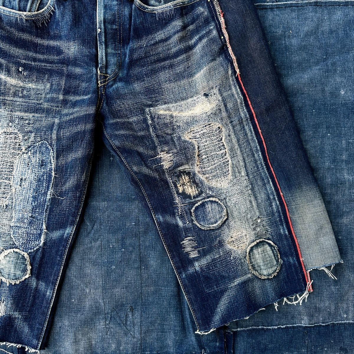 Kapital Kiro Hirata Boro Crash Jeans Denim Surf capris jort Size US 36 / EU 52 - 7 Thumbnail