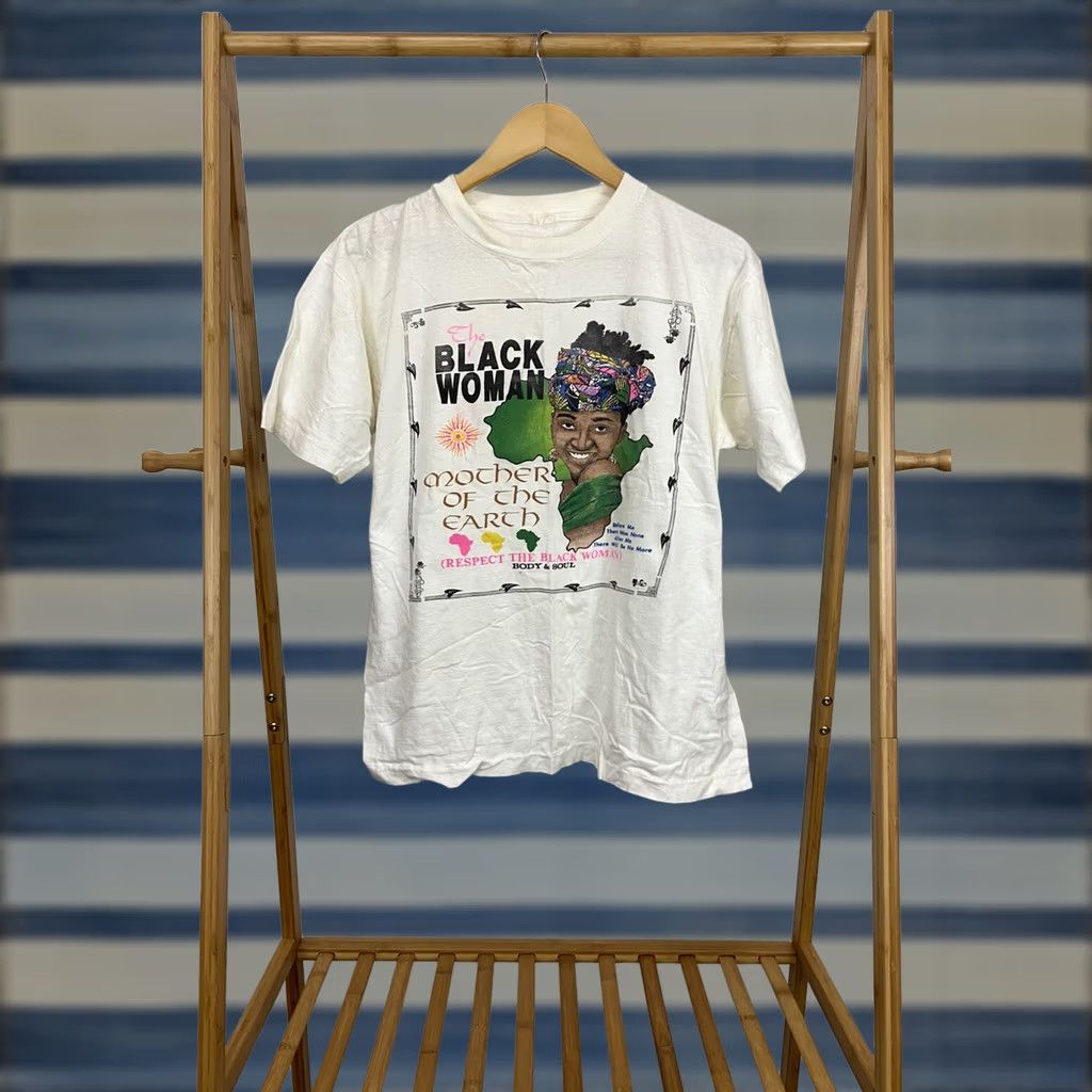 MOTHER VTG The Black Woman Mother Of The Earth Rap HBCU Single Stitch T-Shirt L White Mens Shirts Size US L / EU 52-54 / 3 - 1 Thumbnail