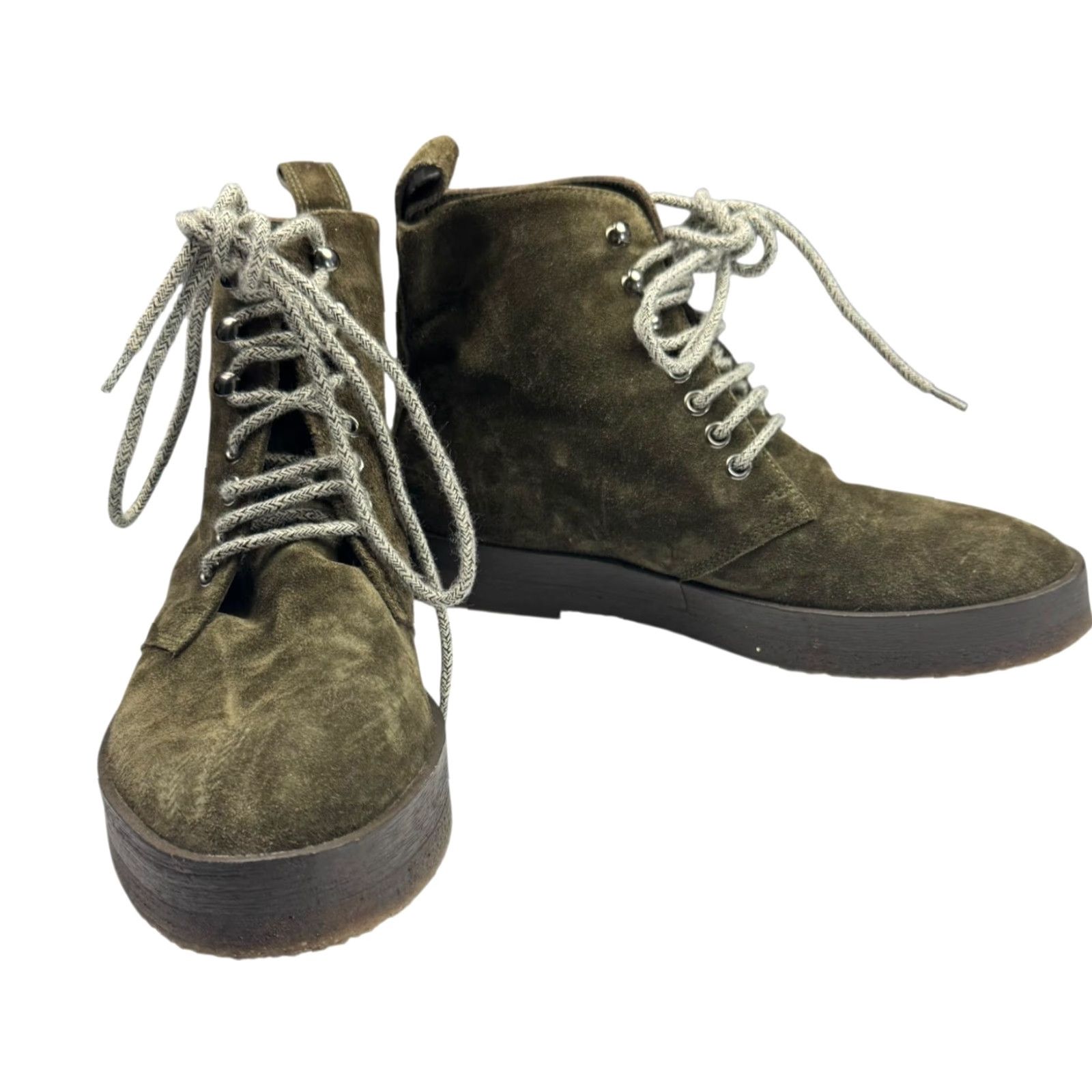 Vintage Jenni Kayne Boots Womens 37 EU 6.5 US Brown Suede Chukka Lace Up Size US 7 / IT 37 - 2 Thumbnail