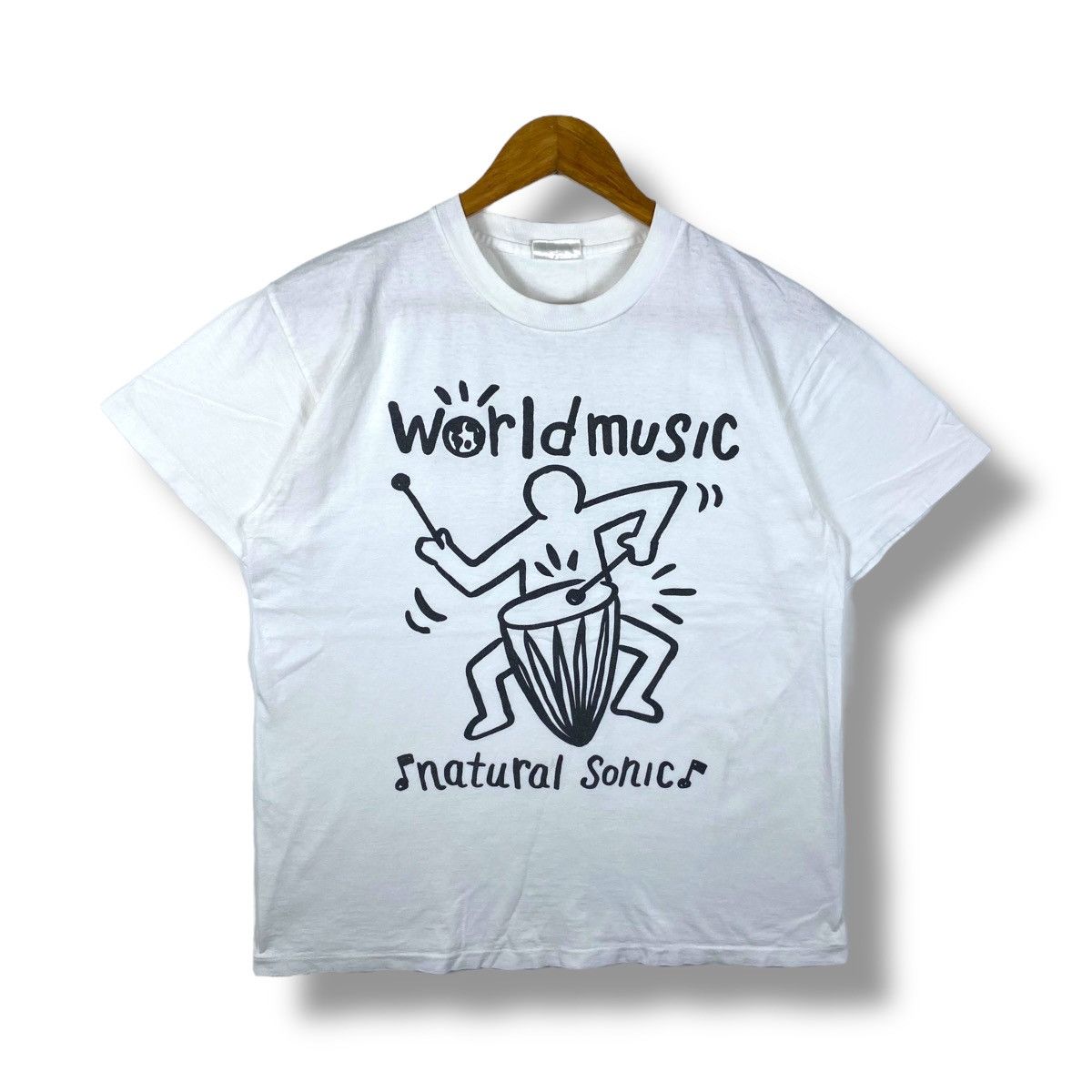 Keith Haring × Vintage Vintage 90's WORLD MUSIC Natural Sonic Keith Haring Graphic Size US M / EU 48-50 / 2 - 1 Thumbnail