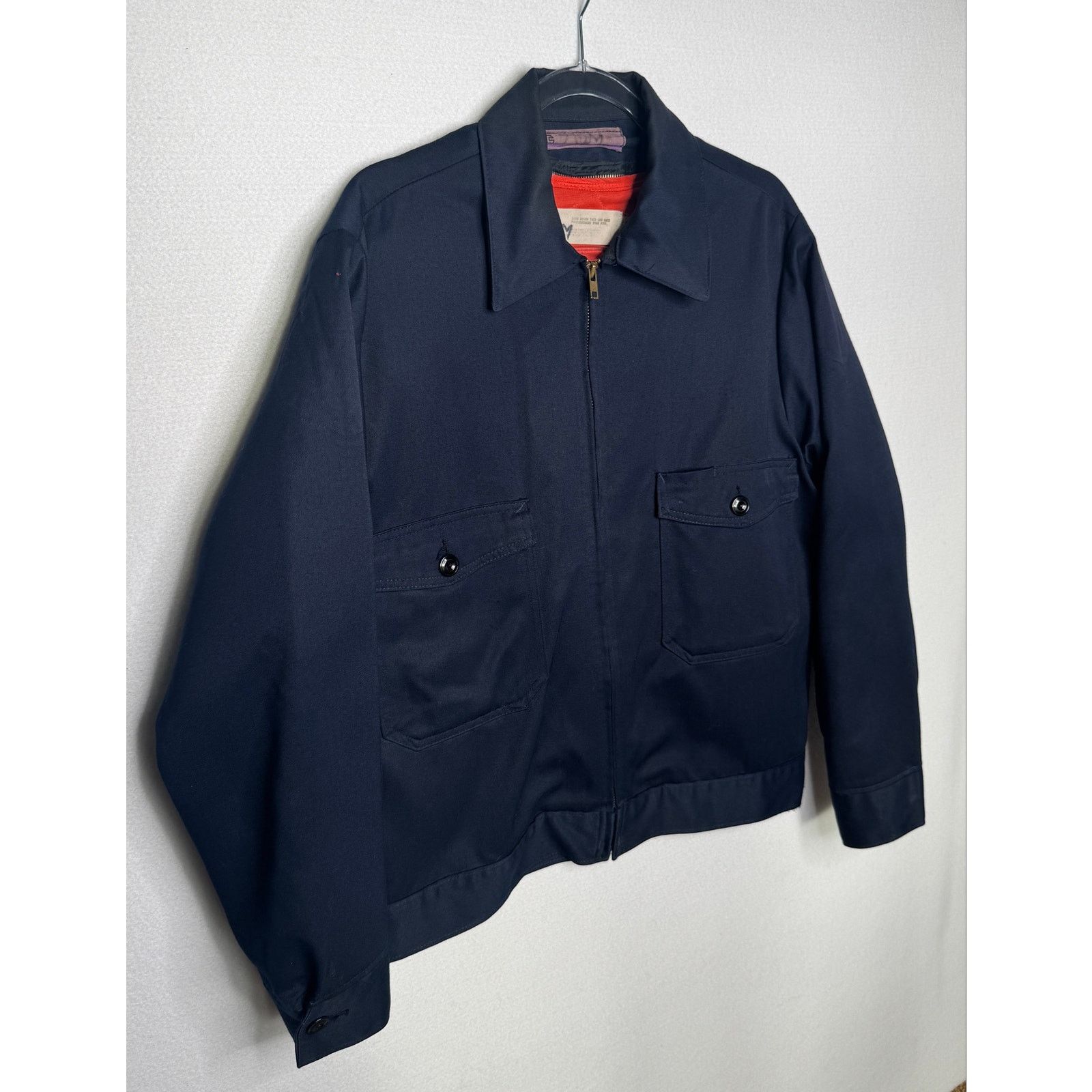 Vintage 1980s Navy Workwear Jacket Removable Orange Liner Men’s L Size US L / EU 52-54 / 3 - 11 Thumbnail