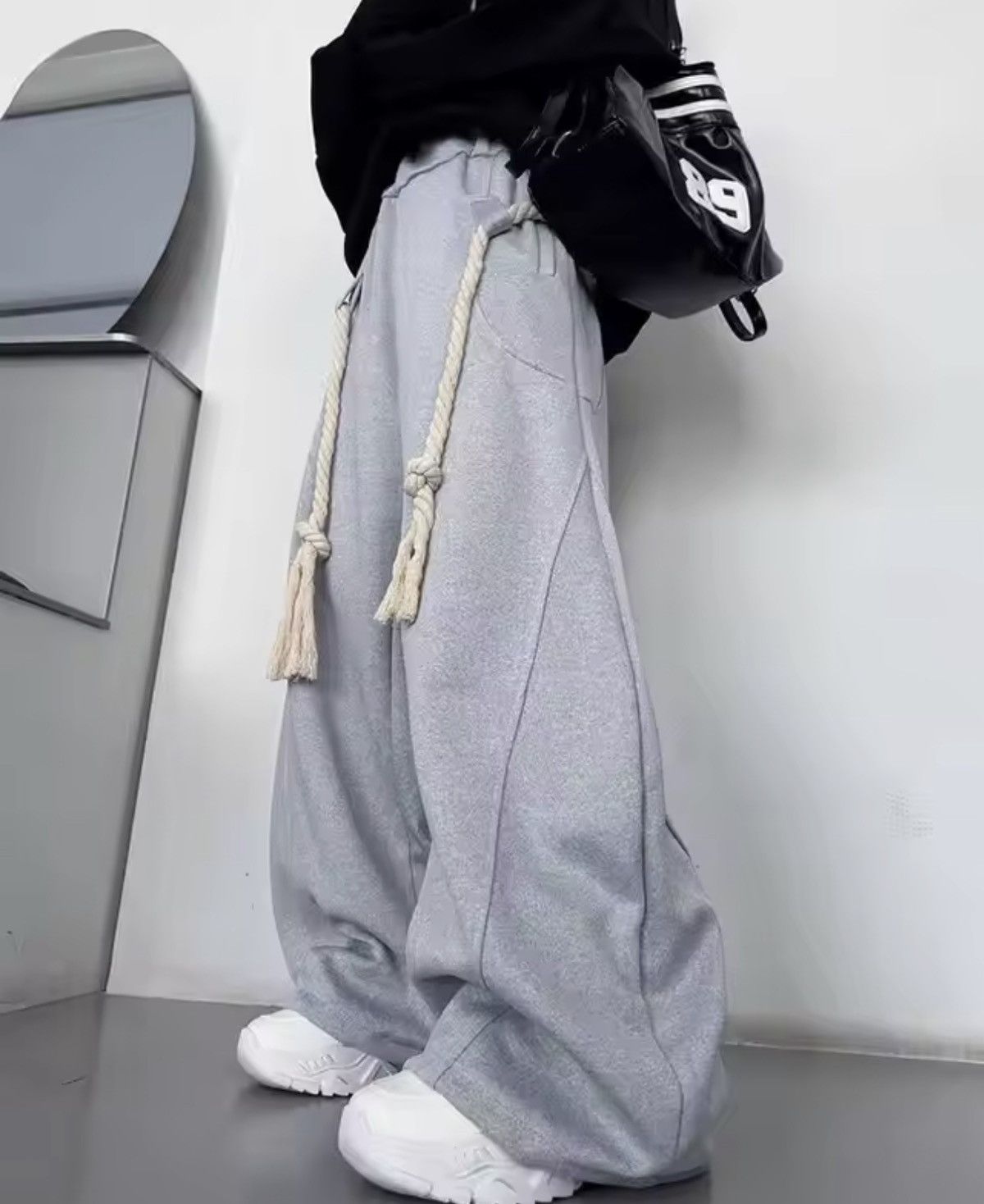 Japanese Brand Archive Grey Oversized Rope Sweatpants Size US 31 - 9 Thumbnail