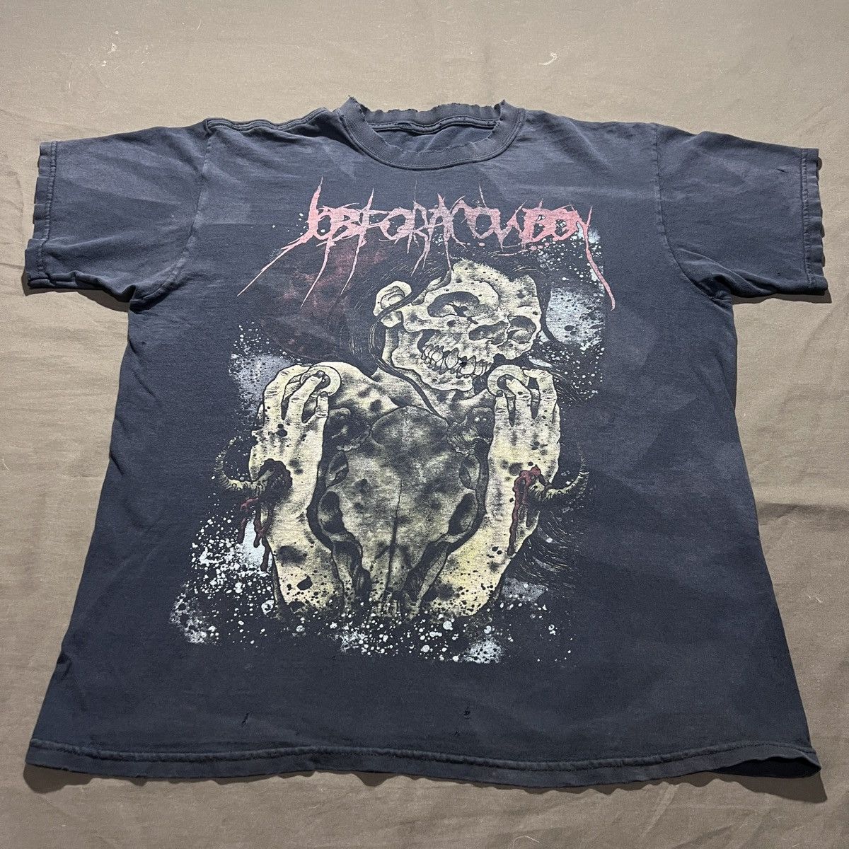 Vintage Y2K Job for a Cowboy Death metal Distressed Thrashed Faded Size US XL / EU 56 / 4 - 4 Thumbnail