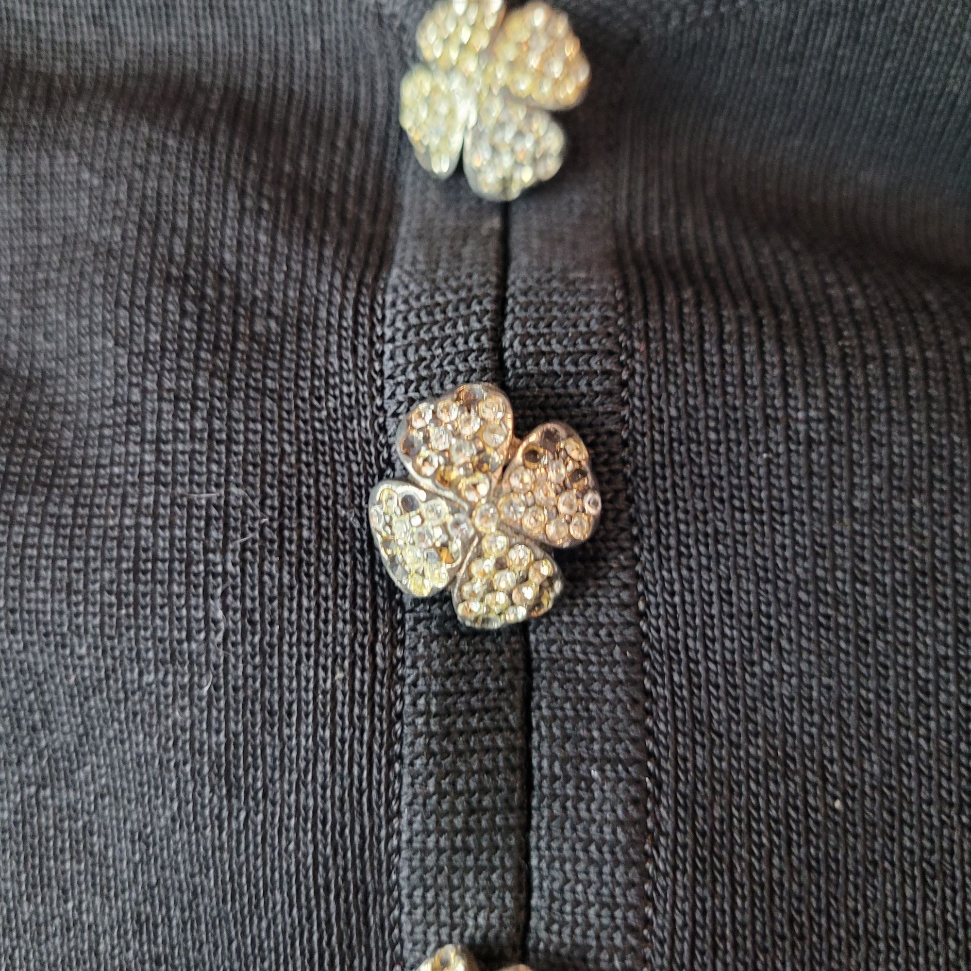 Vintage Vintage 80s Misook Black Knit Maxi Dress Rhinestone Buttons Size XL / US 12-14 / IT 48-50 - 8 Thumbnail