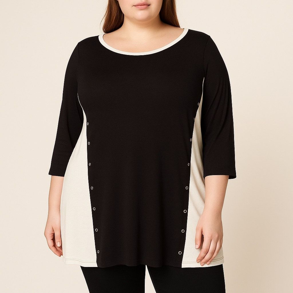 Michael Kors Michael Kors Colorblock Tunic Top 1X Grommet Detail Size XXL / US 16-18 / IT 52-54 - 1 Thumbnail