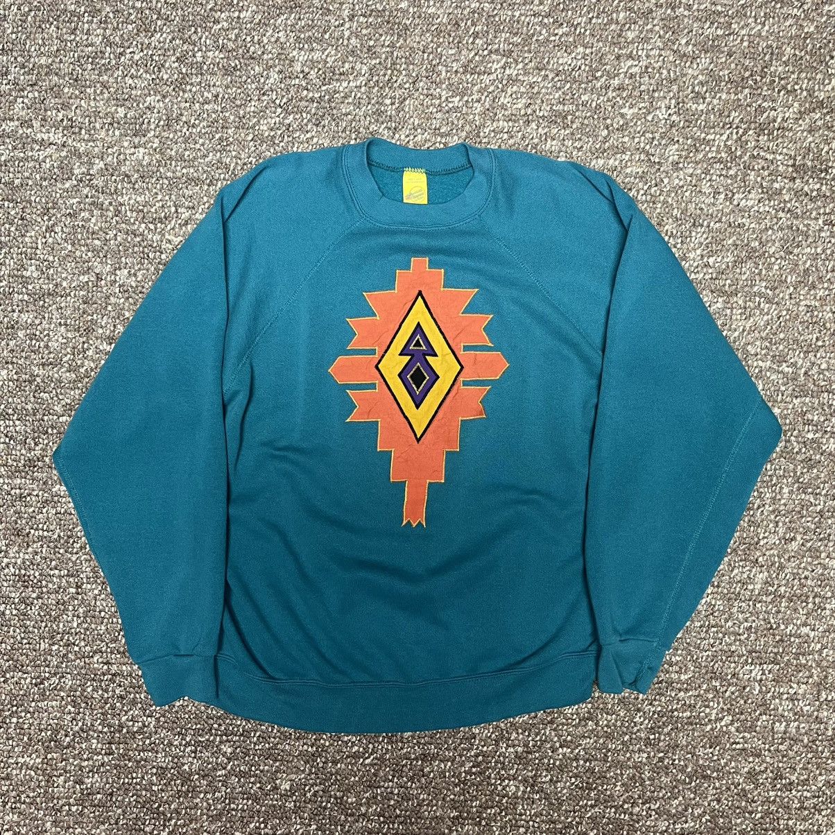 Tultex VTG 70s Native Navajo Southwestern Geometric Raglan Sweater Size XL / US 12-14 / IT 48-50 - 1 Thumbnail
