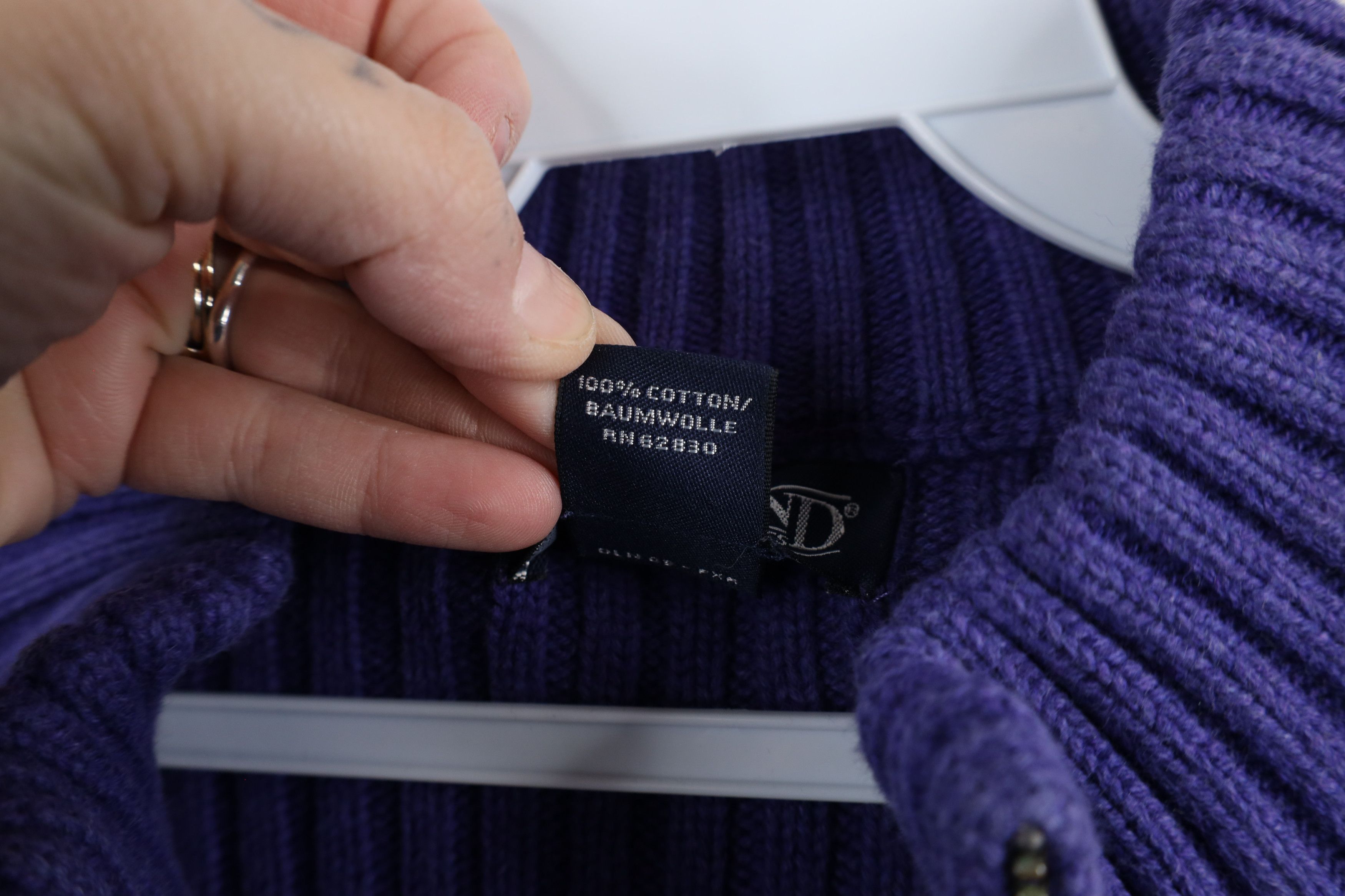 Lands' End × Vintage Vintage 90s Lands End Ribbed Cable Knit Sweater Japan Purple Size L / US 10 / IT 46 - 5 Thumbnail