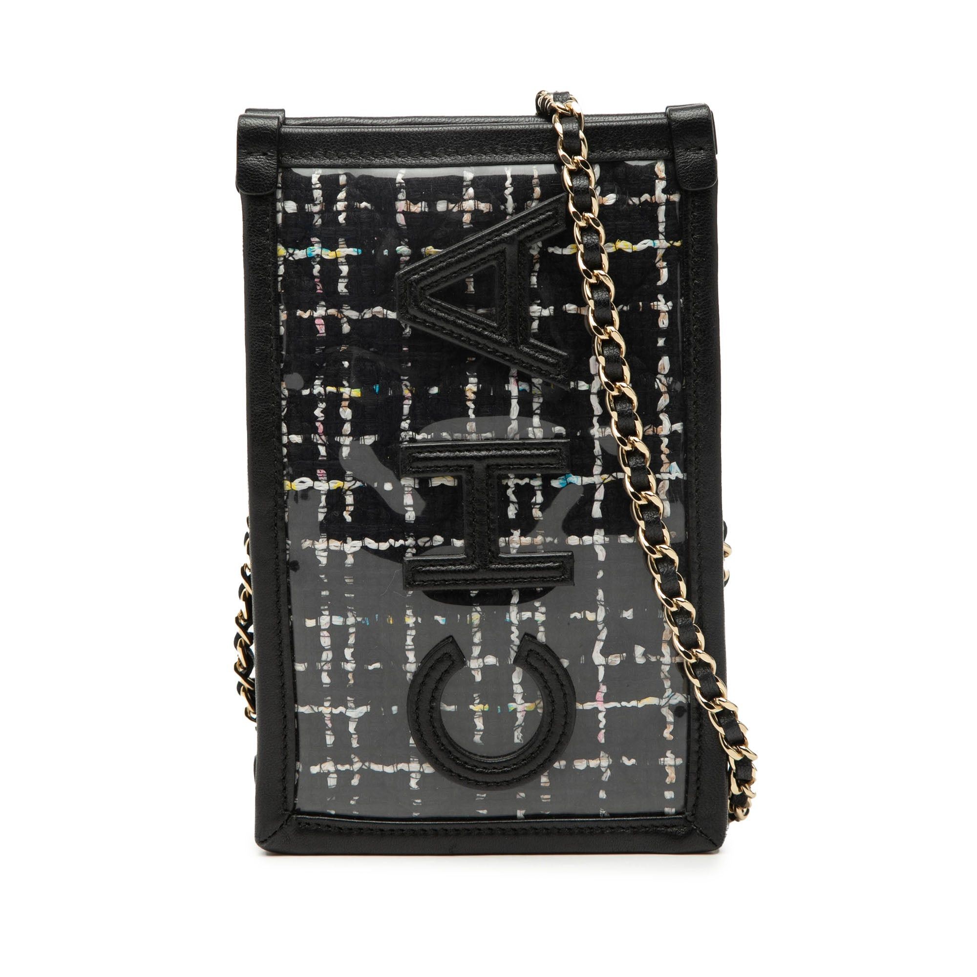 Chanel Tweed and PVC Phone Clutch with Chain Size ONE SIZE - 1 Thumbnail