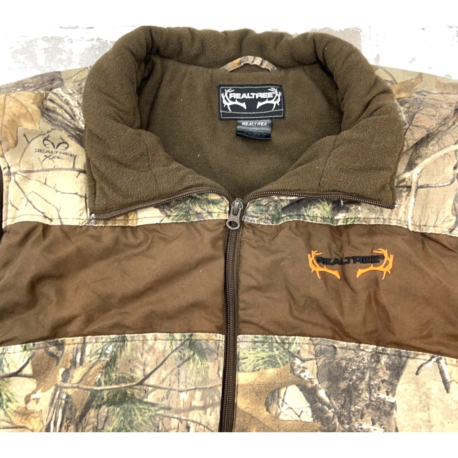 Realtree VINTAGE Realtree Puffer Vest Mens XL Brown Camouflage Twill Fleece Lined Short Jacket Zip Size US XL / EU 56 / 4 - 2 Thumbnail