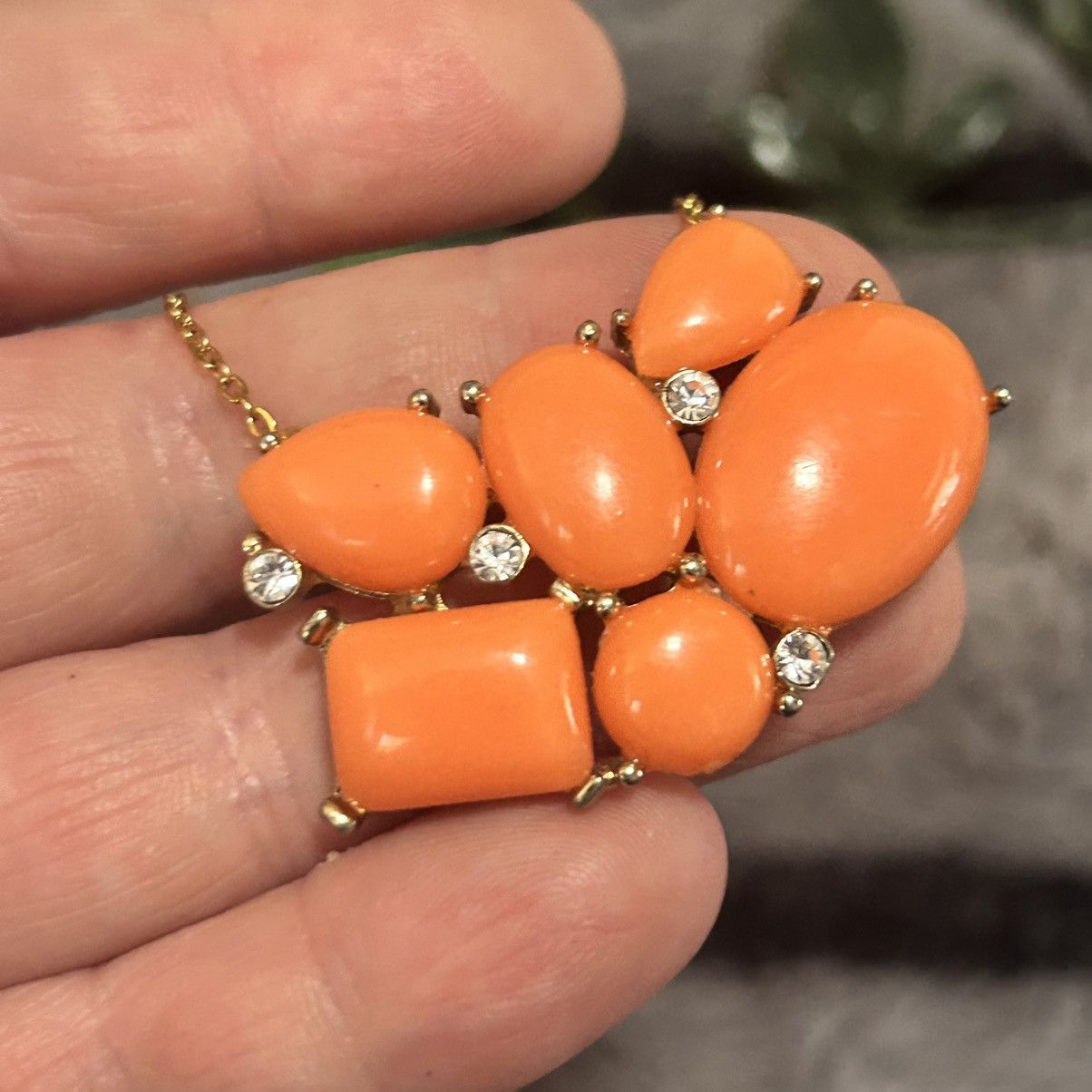 Handmade Handcrafted repurpose vintage tangerine glass necklace Size ONE SIZE - 5 Thumbnail