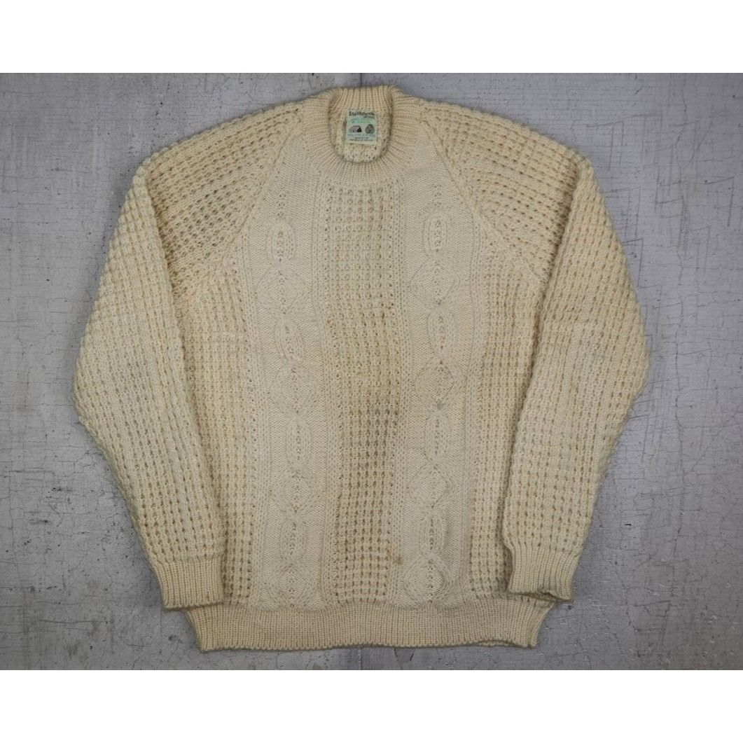 Vintage VINTAGE Inishowen Men Sweater L Cream Cable Knit 100% Wool Size US L / EU 52-54 / 3 - 1 Thumbnail