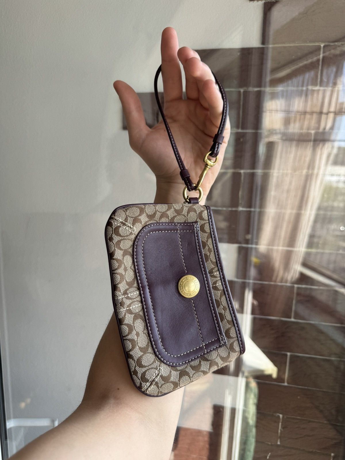 Coach Coach Brown Canvas Mini Bag Wristlet Wallet Size ONE SIZE - 2 Thumbnail