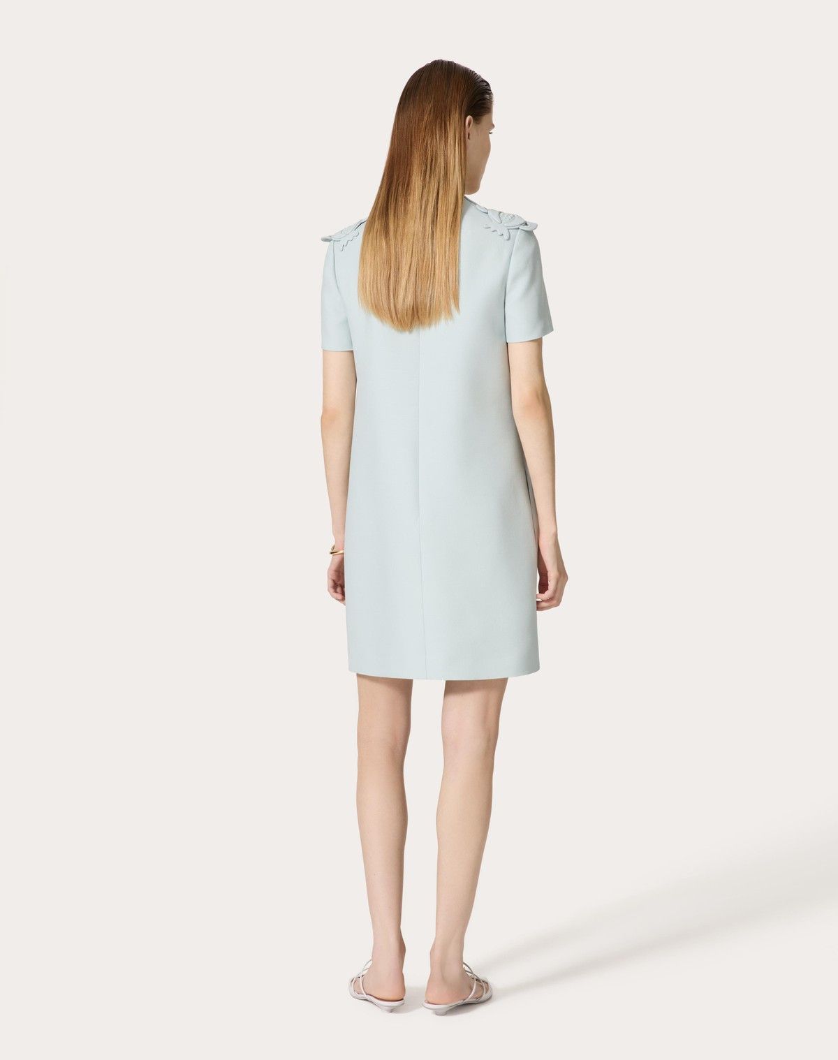 Valentino o1s1wg110525 Embroidered Crepe Coutoure Short Dress in Grey Size M / US 6-8 / IT 42-44 - 5 Thumbnail