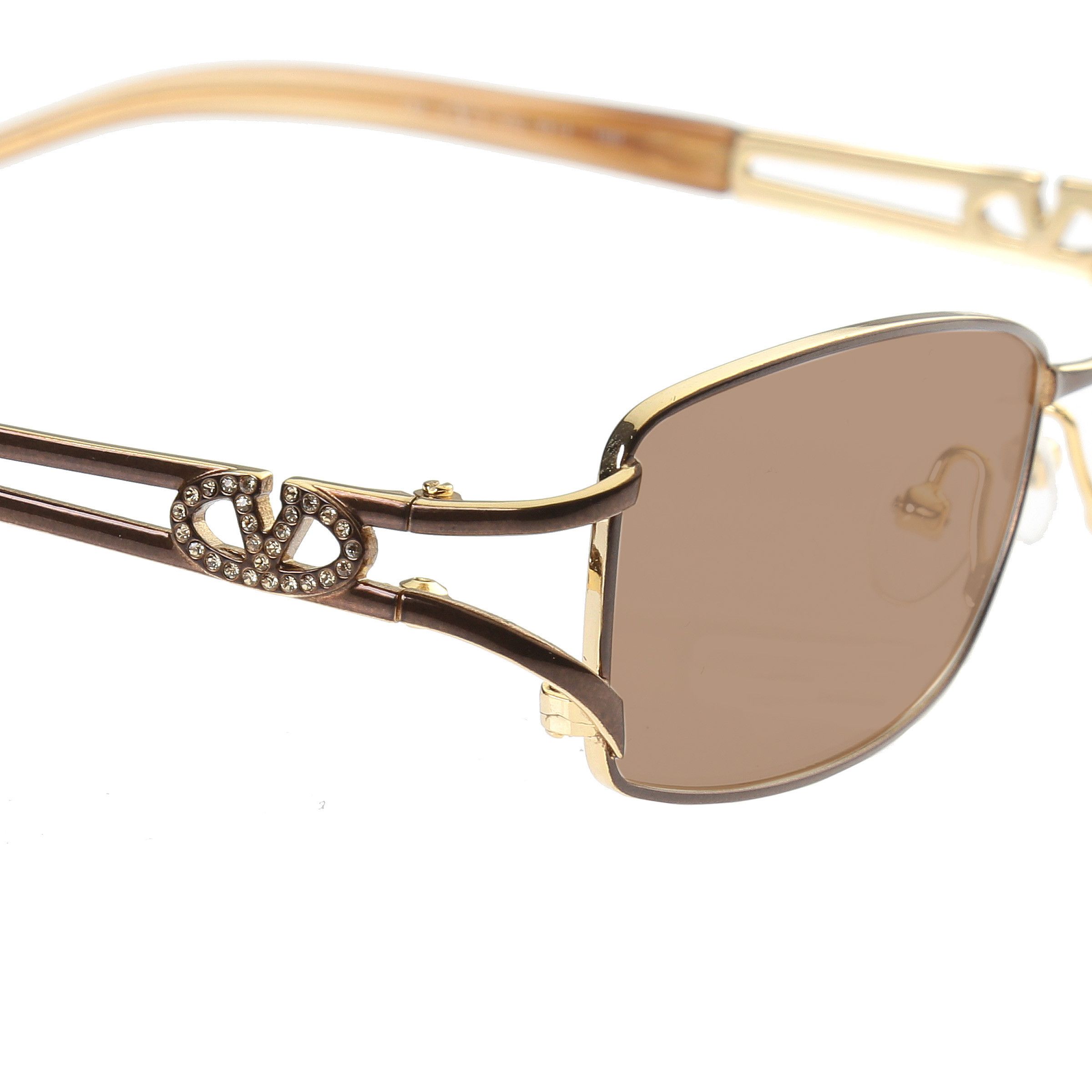 Valentino Valentino '90s Crystal Signature Rectangular Sunglasses Brwn Size ONE SIZE - 2 Thumbnail
