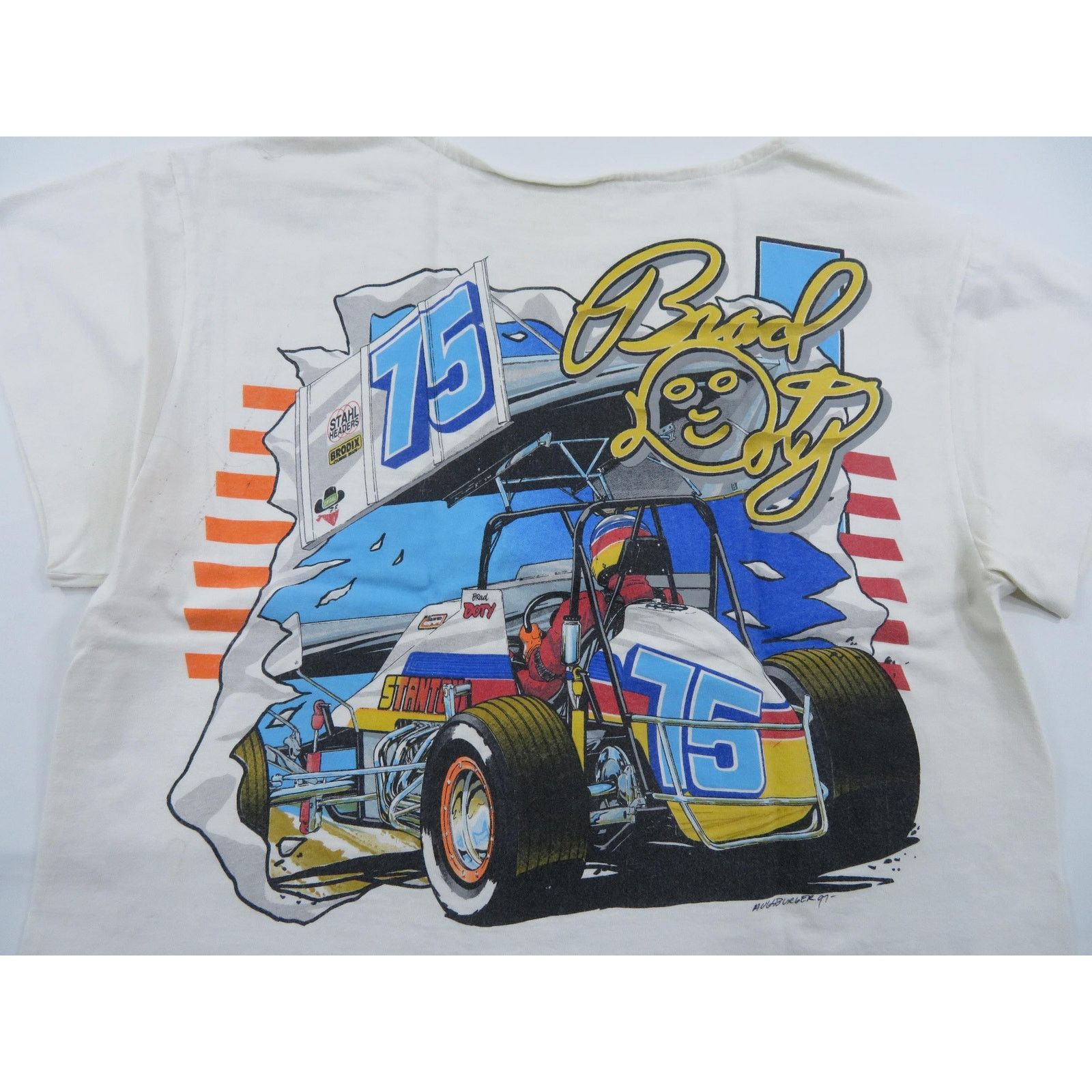 Other 90s Brad Doty Racing T-Shirt Autographed Modified Scoop Neck Size L / US 10 / IT 46 - 4 Thumbnail