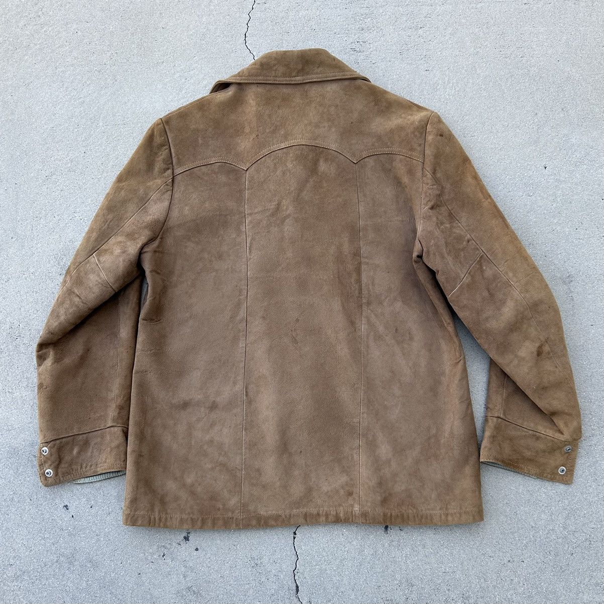 vintage 1960s nut brown SUEDE car coat Men's stadium jacket hand cut suede M