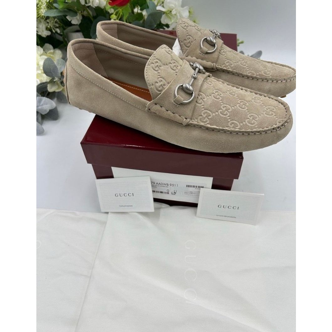 Gucci Men's Gucci, GG embossed suede driver loafers size 11 Size US 11.5 / EU 44-45 - 9 Thumbnail
