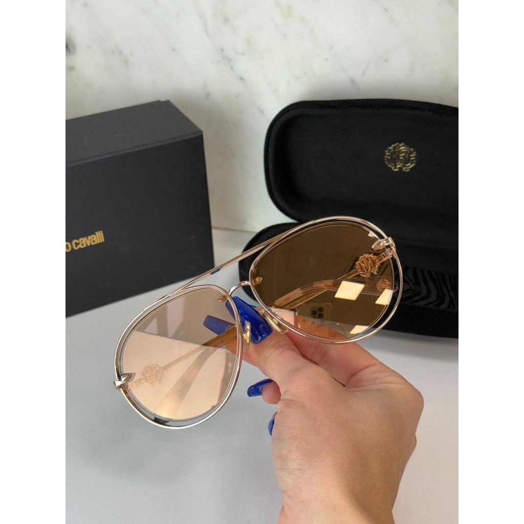 Roberto Cavalli NEW Roberto Cavalli SRC032M Gold Aviator Sunglasses $800 Size ONE SIZE - 2 Thumbnail