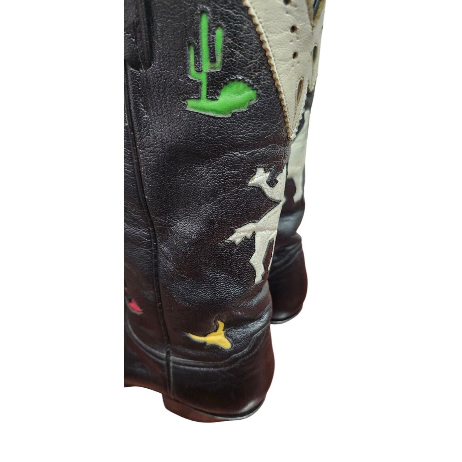 Larry Mahan Larry Mahan Rodeo Black White Red Cowgirl Cowboy Boots Size US 7 / IT 37 - 7 Thumbnail