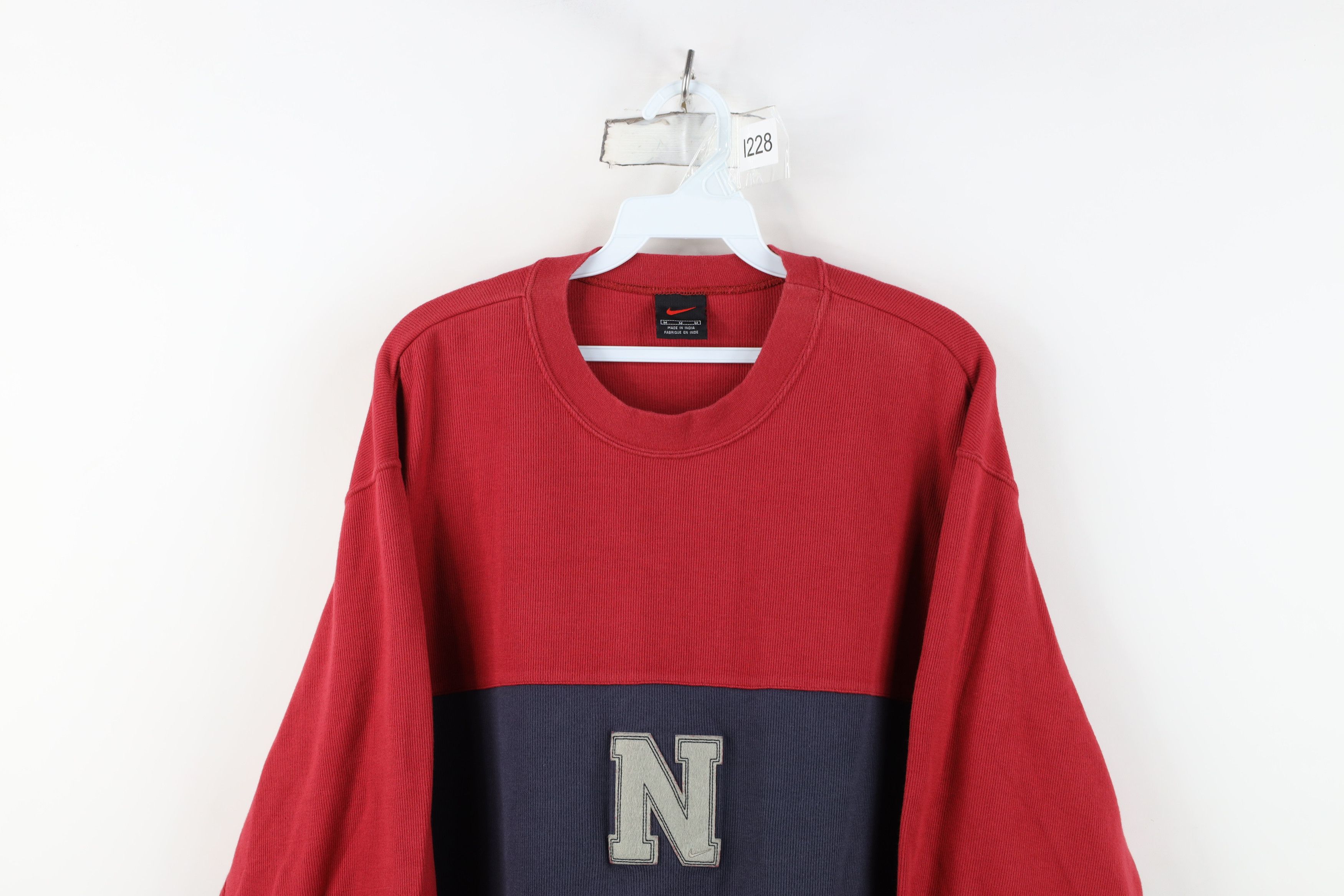 Nike Vintage 90s Nike Swoosh Ribbed Knit Long Sleeve T-Shirt Red Size US M / EU 48-50 / 2 - 2 Thumbnail