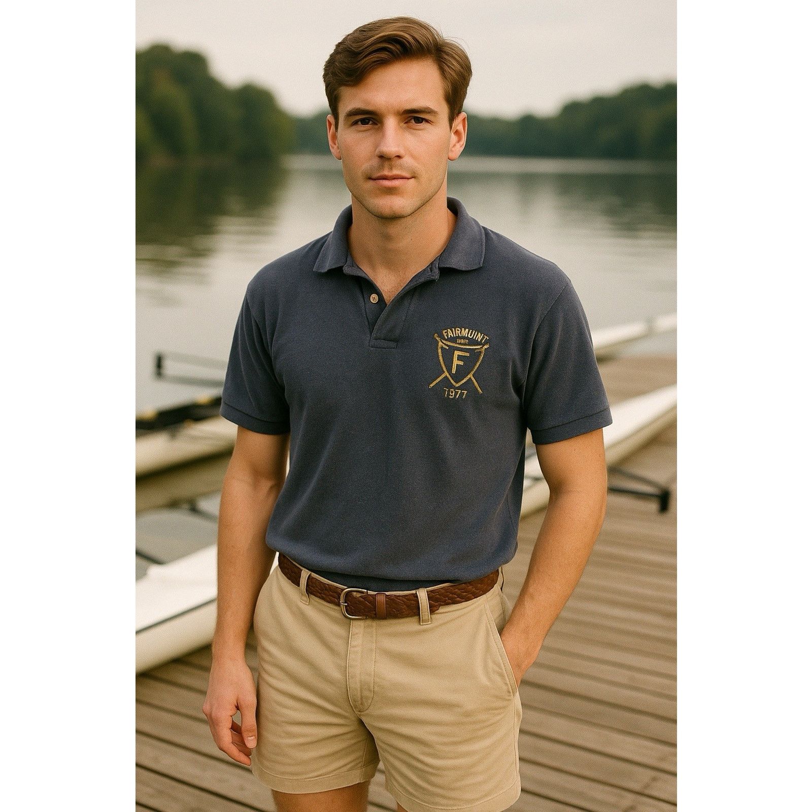 Jerzees Vintage Navy Polo Fairmount Rowing Assc Gold Logo 1877 Prep Size US XL / EU 56 / 4 - 1 Thumbnail