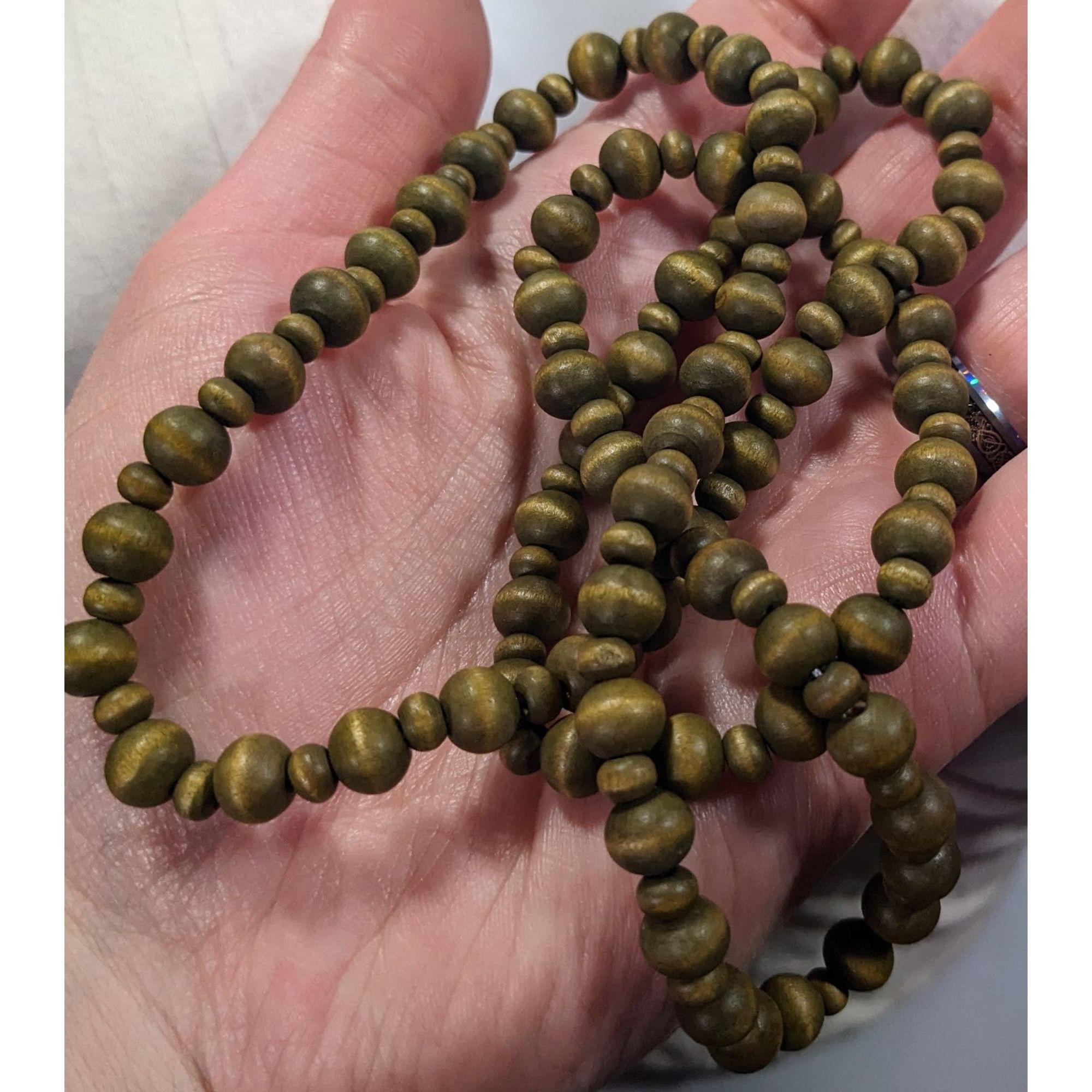 Other Retro Hippie Green Dyed Wood Beaded Necklace Size ONE SIZE - 6 Thumbnail