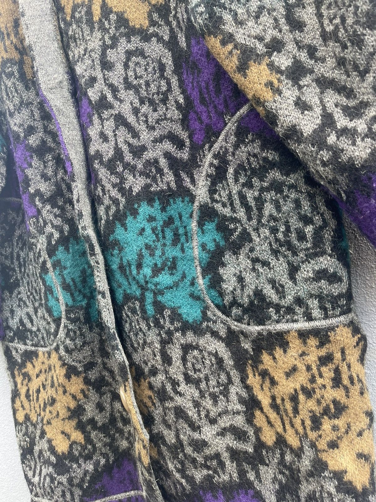 Designer Vintage Castleberry New York Wool Jacket Bold Floral Pattern Size L / US 10 / IT 46 - 4 Thumbnail