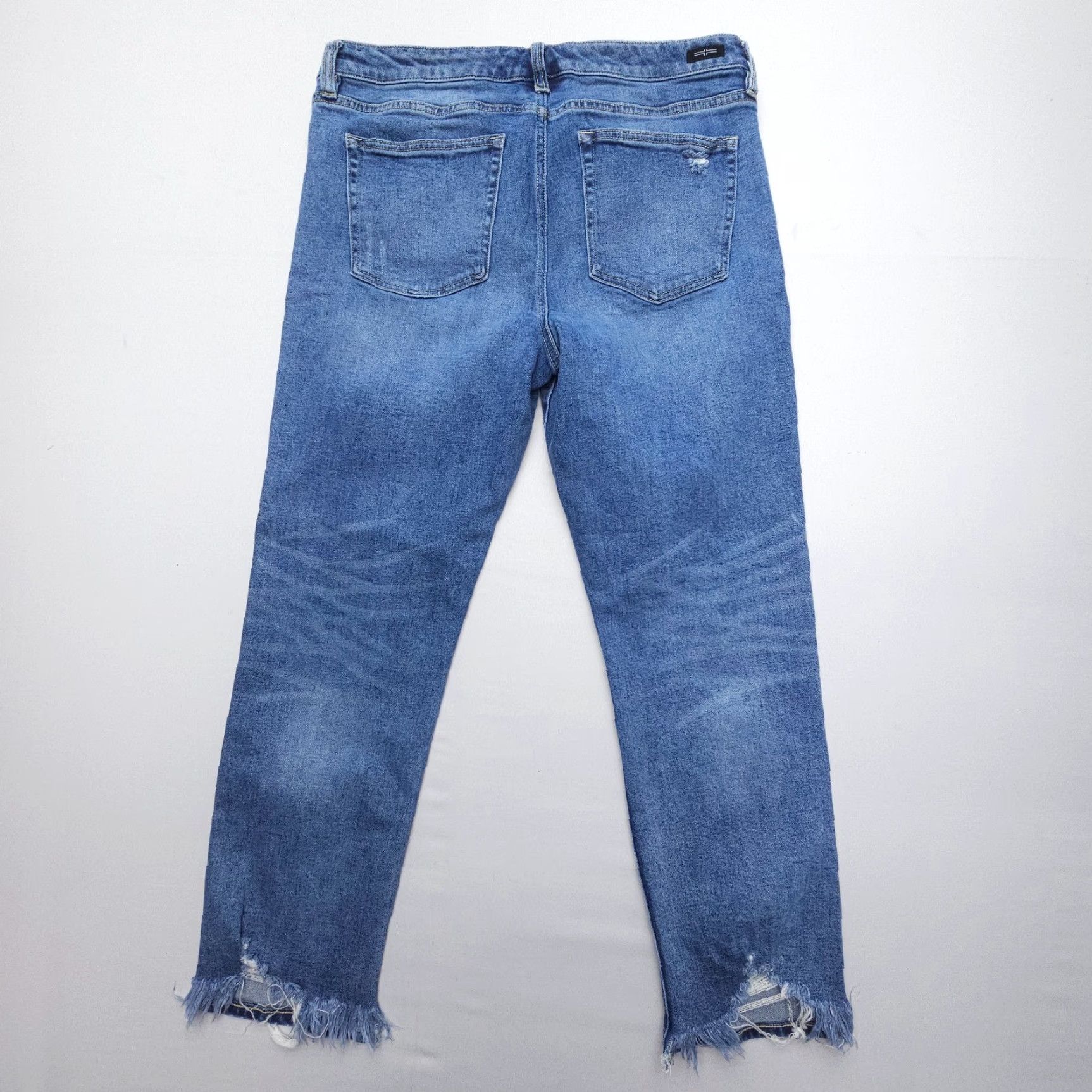 Vintage Liverpool Jeans The Girlfriend Jeans Womens 14 / 32 Blue Mid Rise Stretch Distressed Size 36" / US 14 / IT 50 - 2 Thumbnail