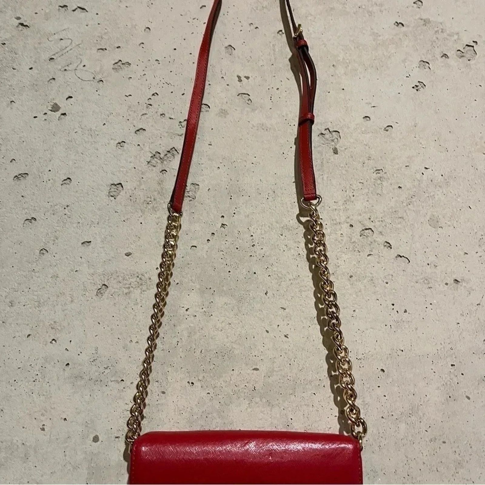 Michael Kors Michael Kors Cross Grain Leather Red Crossbody Chain Strap Size ONE SIZE - 10 Thumbnail