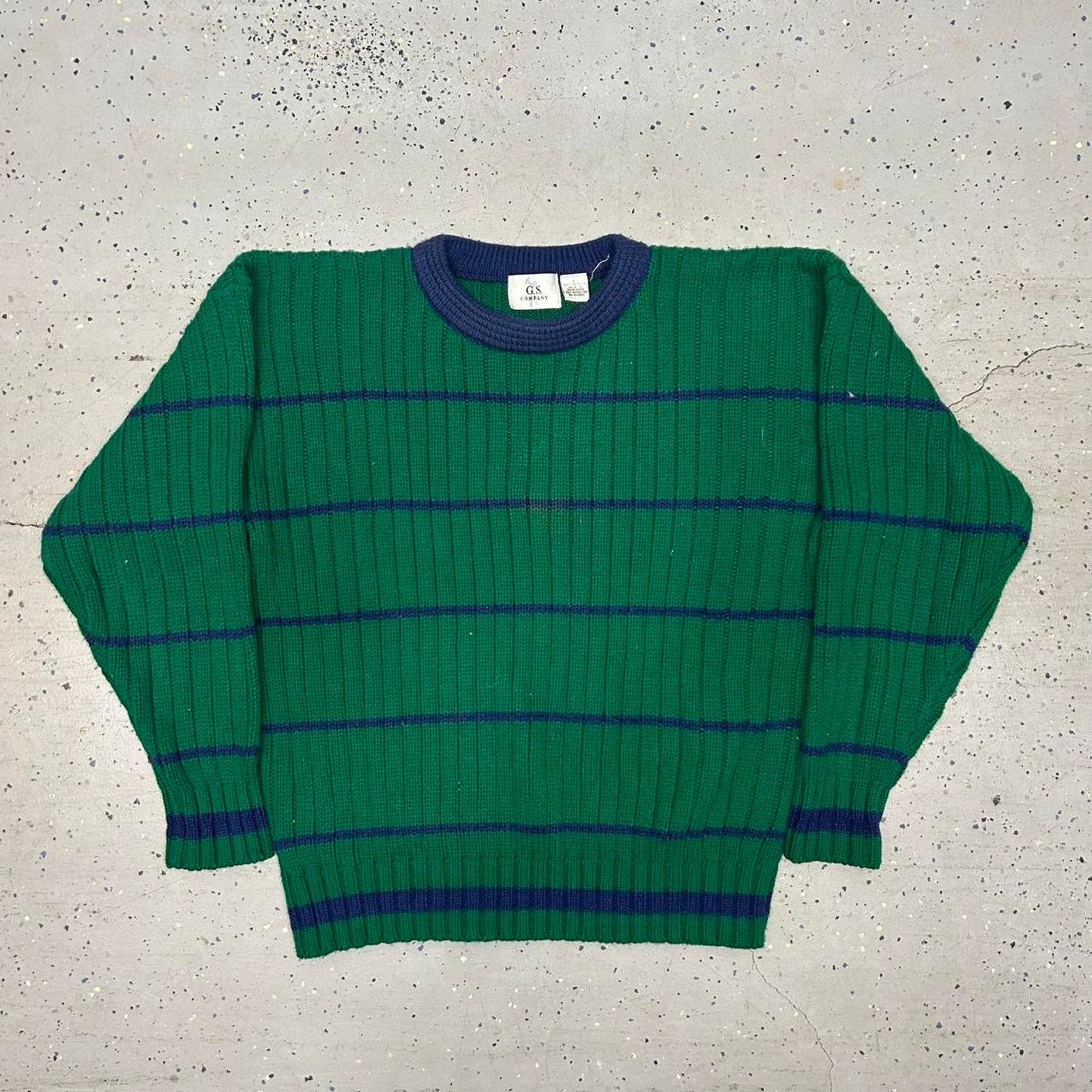 Other VTG 80s/90s Green and blue striped sweater Size L / US 10 / IT 46 - 1 Thumbnail