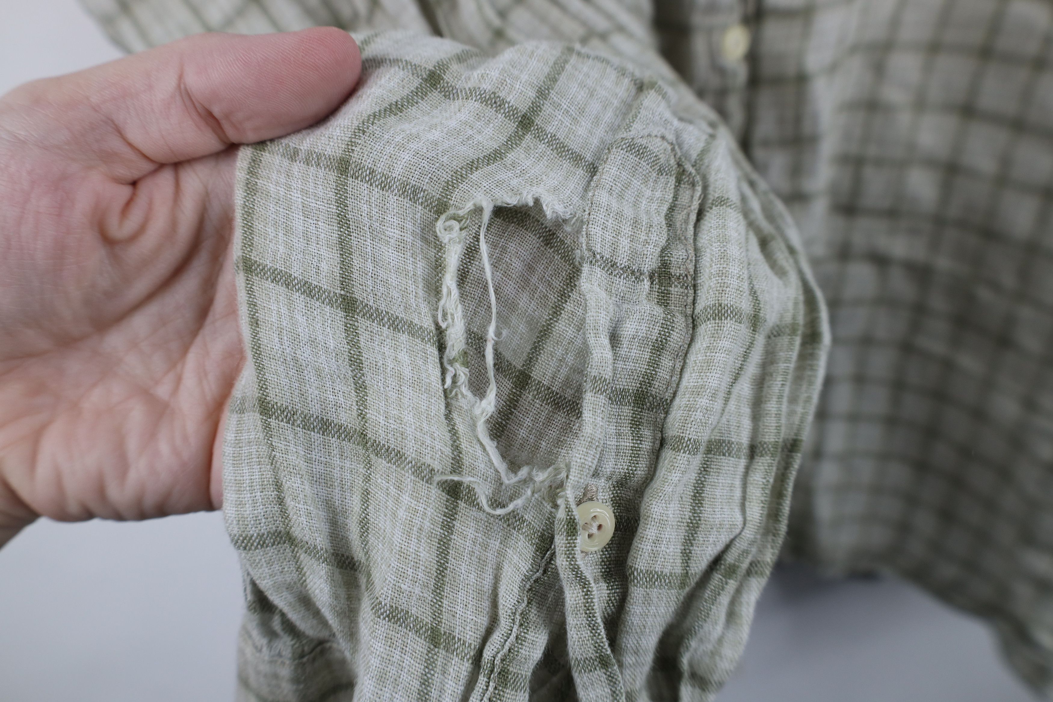 J.Crew Vintage J Crew Linen Collared Button Shirt Green Plaid Size US XL / EU 56 / 4 - 7 Thumbnail