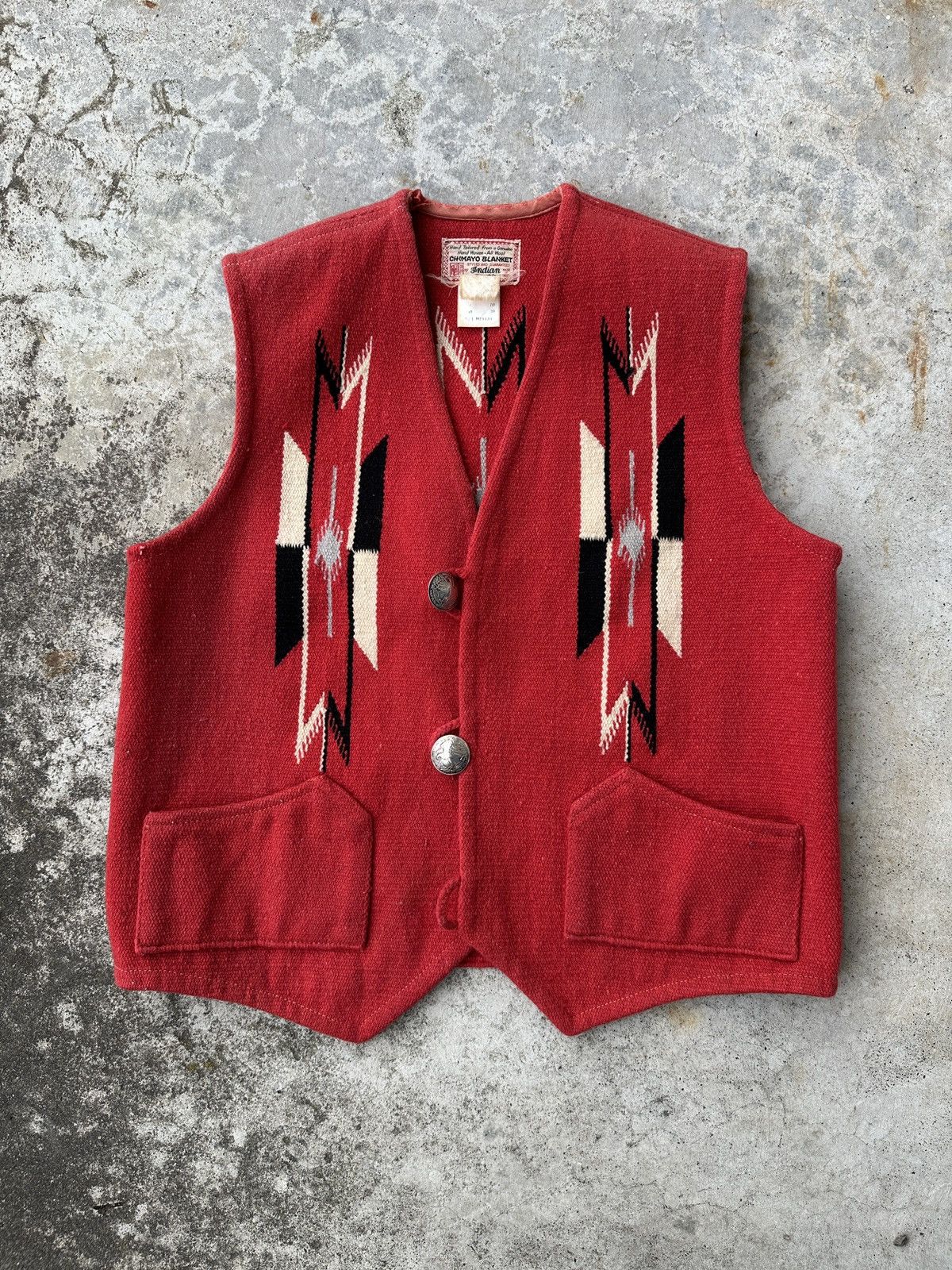 Indian Motorcycle 30s Ortega Wool Chimayo Blanket Native Americana Concho vest Size US L / EU 52-54 / 3 - 1 Thumbnail