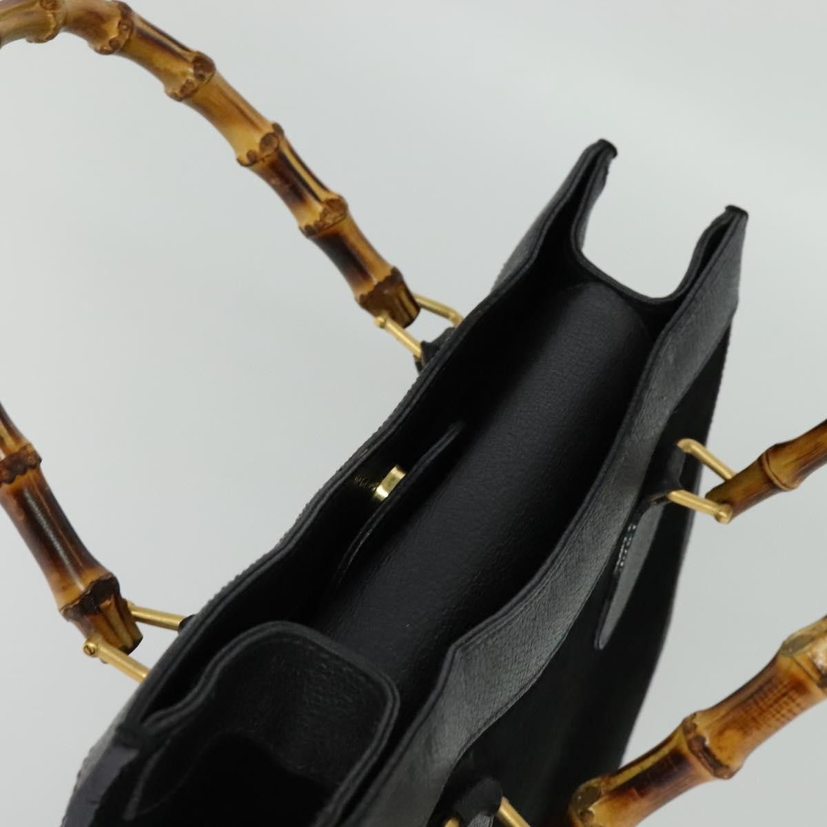 Gucci GUCCI Bamboo Hand Bag Suede Black Gold 002 1095 002 1095 Size ONE SIZE - 6 Thumbnail