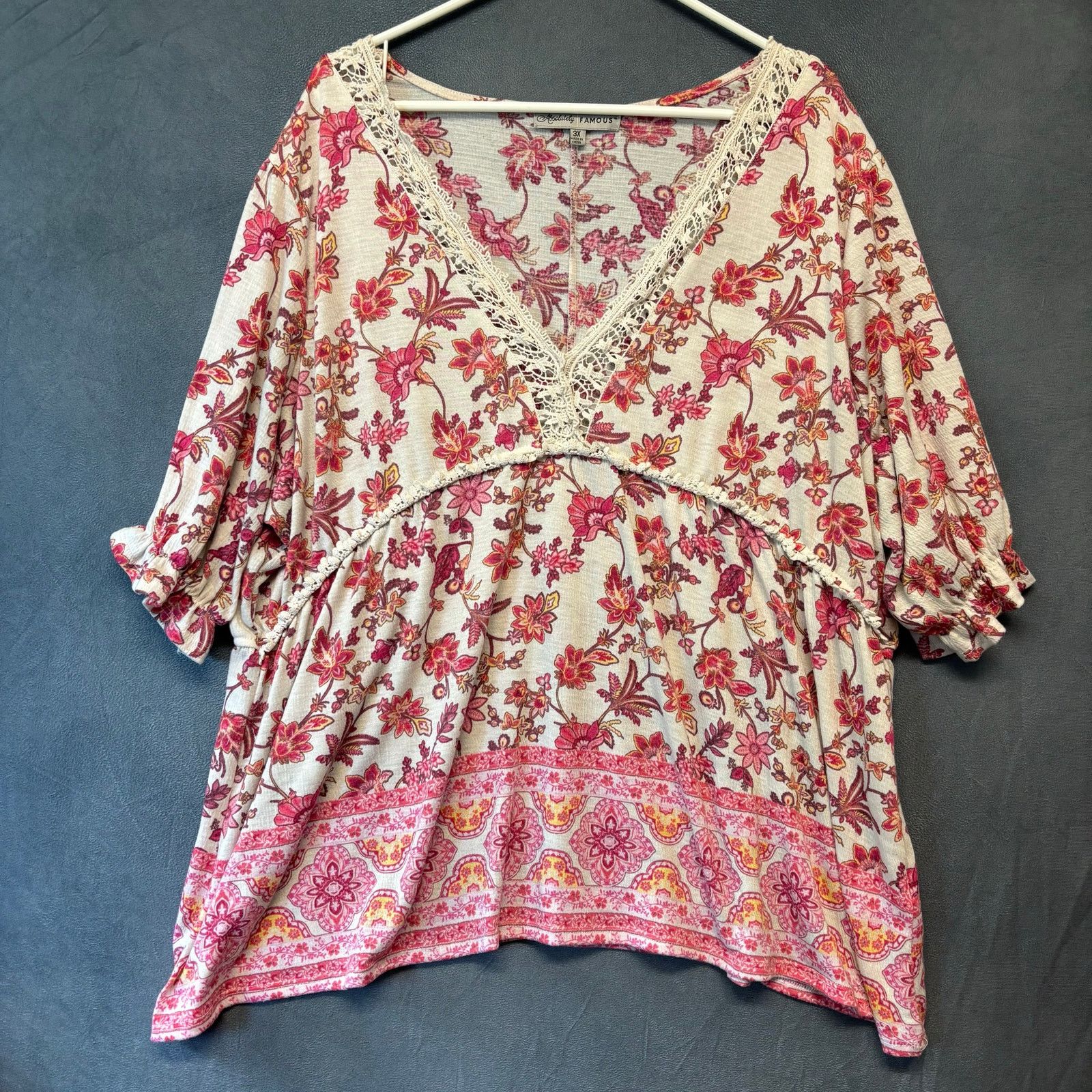 Other Absolutely Famous Crochet Lace Blouse 3X Floral Cottagecore Size 3XL / US 20-22 - 1 Thumbnail