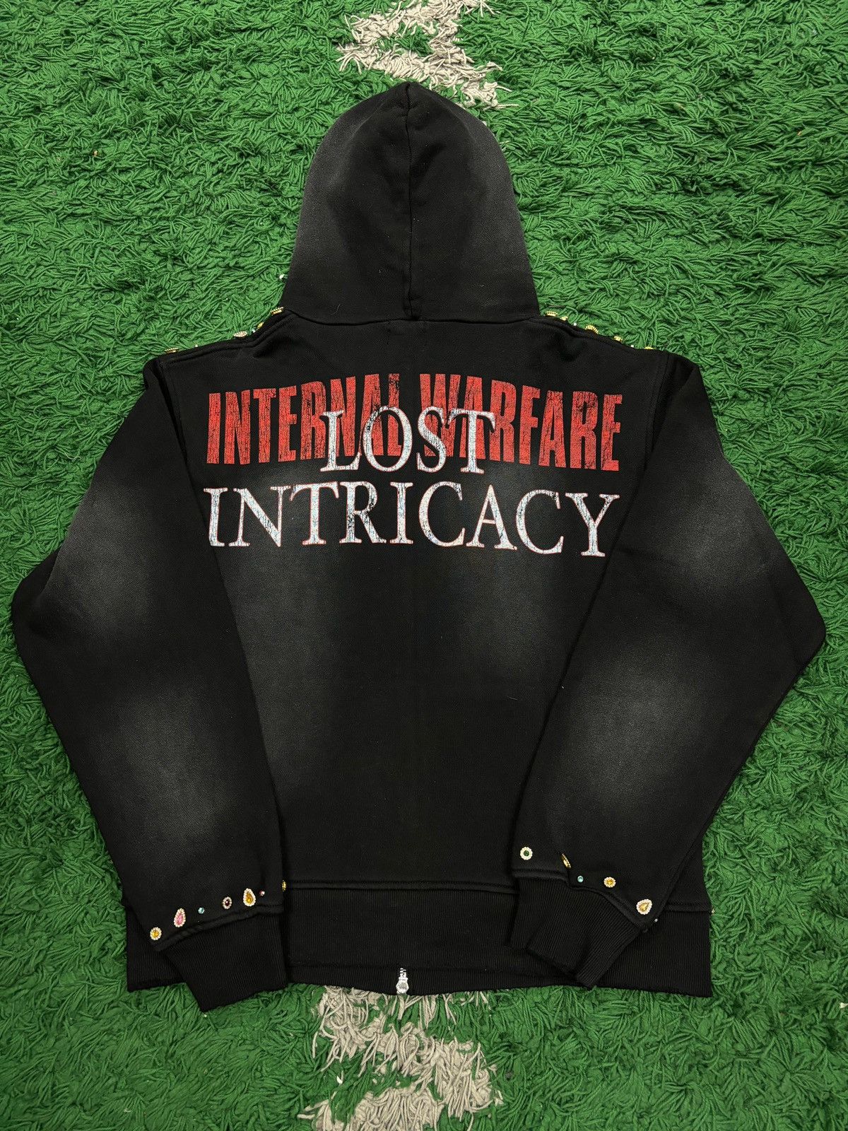 LOST INTRICACY Lost Intricacy Rhinestone Zip Up Black Front Page Magazine Size US S / EU 44-46 / 1 - 2 Thumbnail