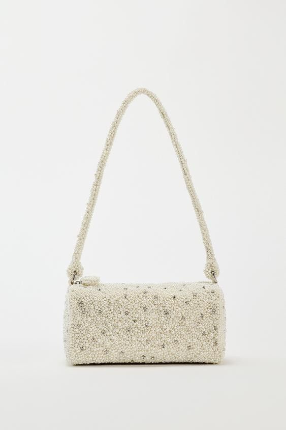 image of Zara Pearl Mini Duffel Bag in White, Women's