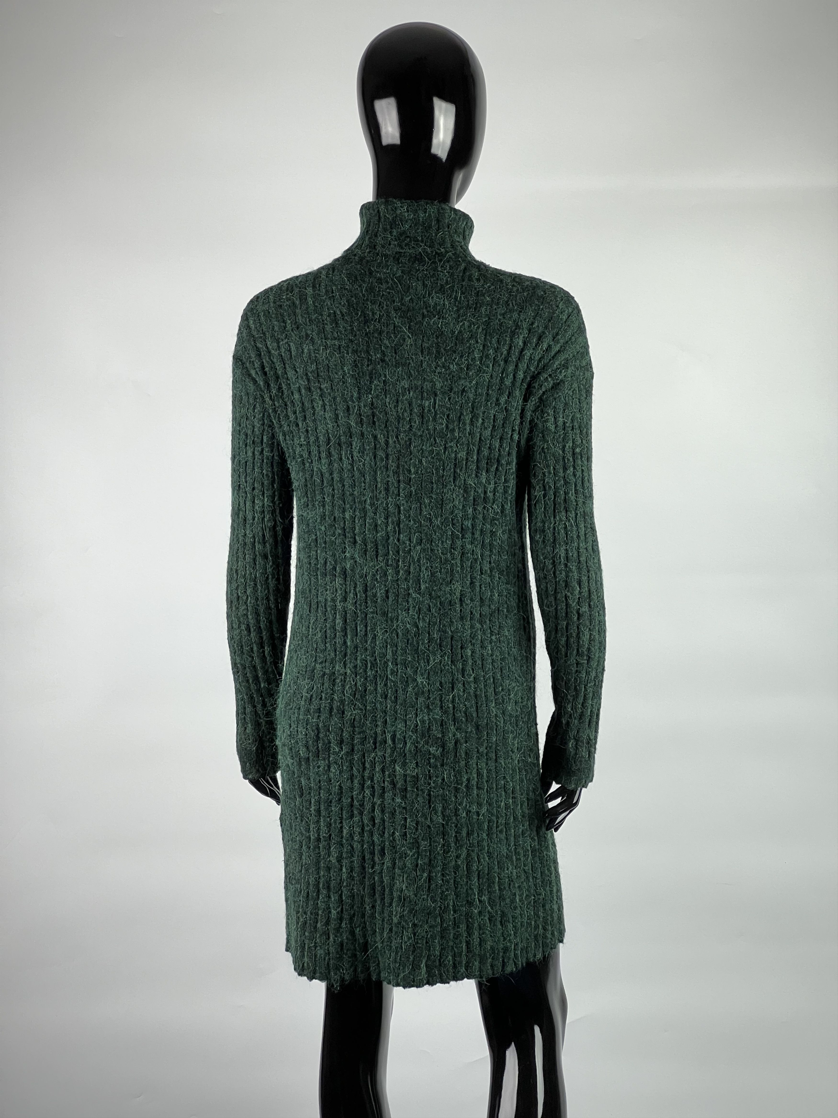 Designer Mbym Green Alpaca Long Sleeve Dress Size XS/S Size XS / US 0-2 / IT 36-38 - 3 Thumbnail