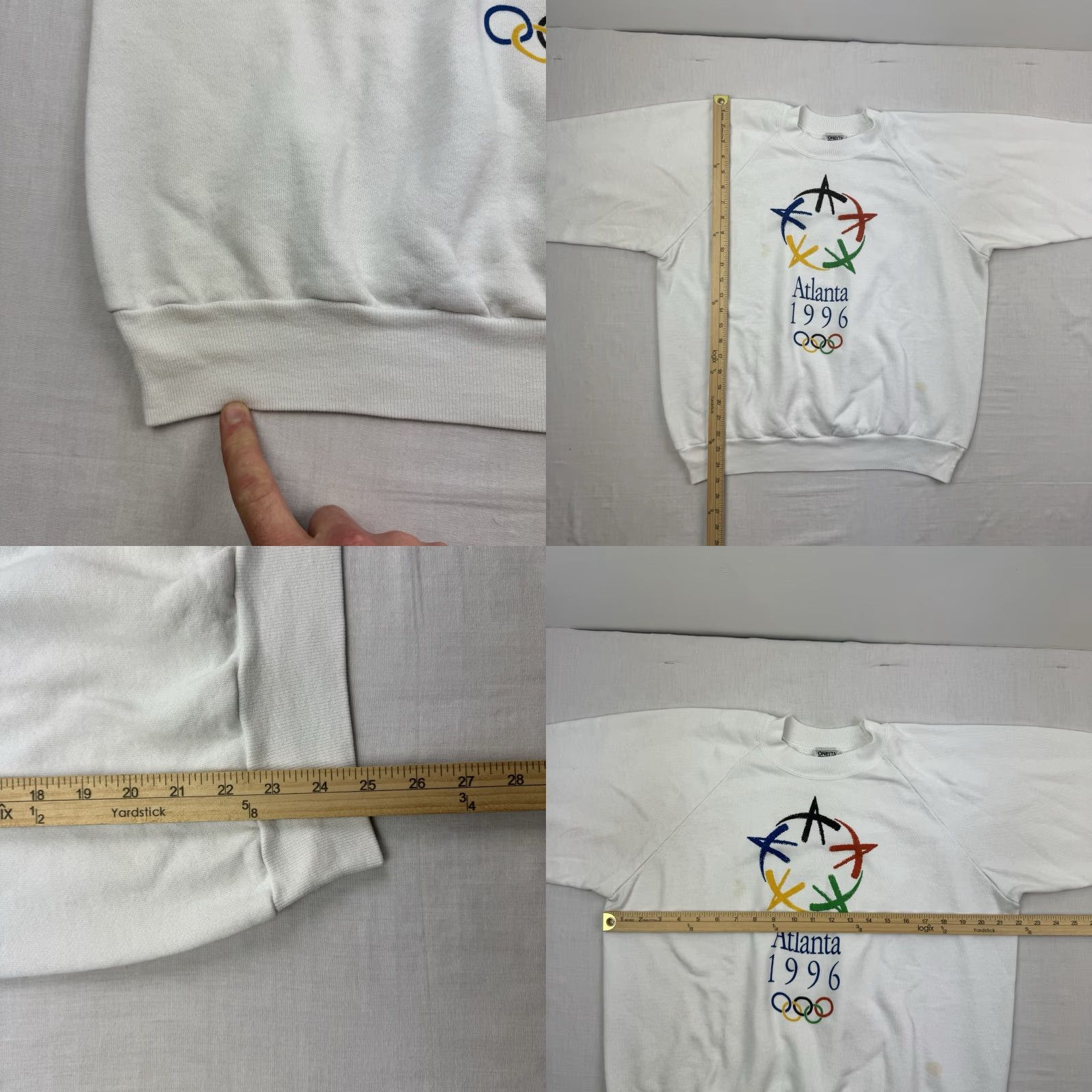 Vintage VINTAGE Oneita 1996 Olympics Sweatshirt Adult XL White Atlanta Crewneck Pullover Sports Shirt Mens 90s USA Size US XL / EU 56 / 4 - 8 Thumbnail