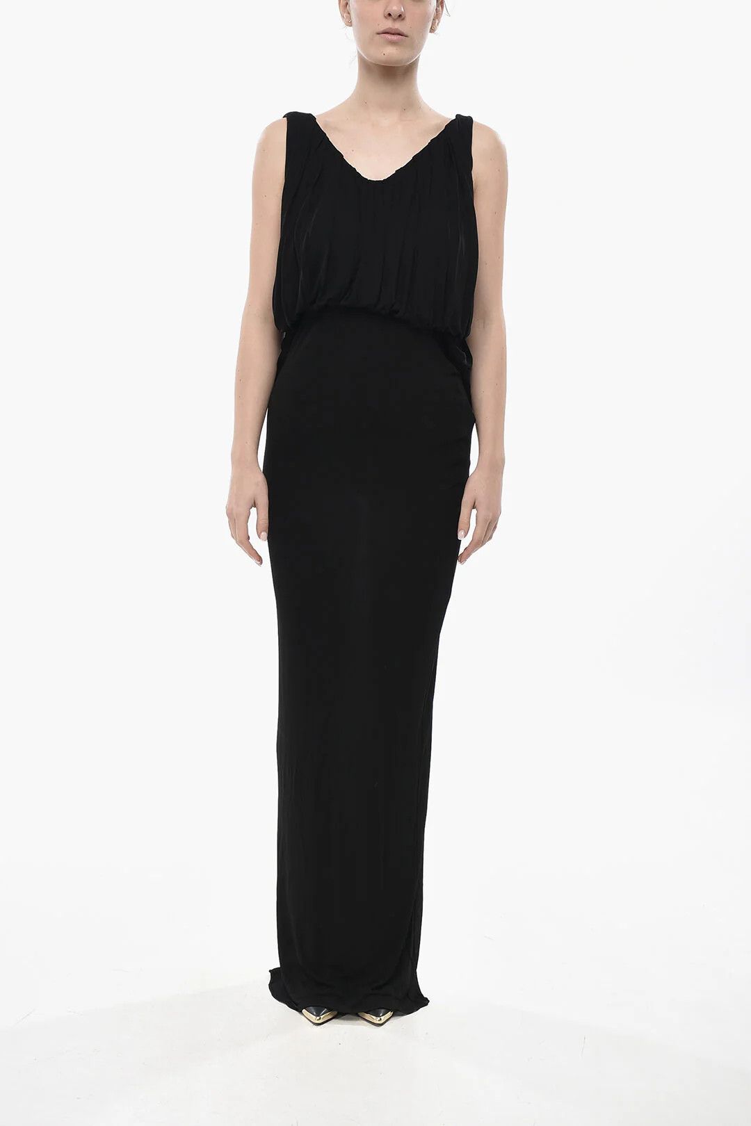 Saint Laurent Paris og1mm0326 Sheer Cupro Dress in Black Size M / US 6-8 / IT 42-44 - 1 Thumbnail