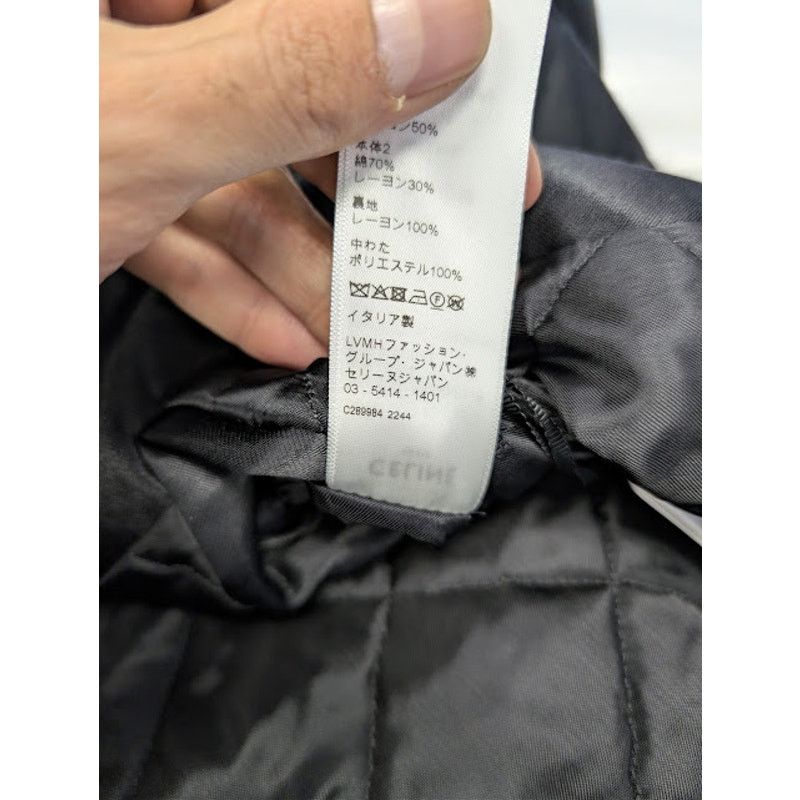 Celine o1rshd1 Teddy Logo-Applique Satin Varsity Jacket in Black Size US M / EU 48-50 / 2 - 21 Thumbnail