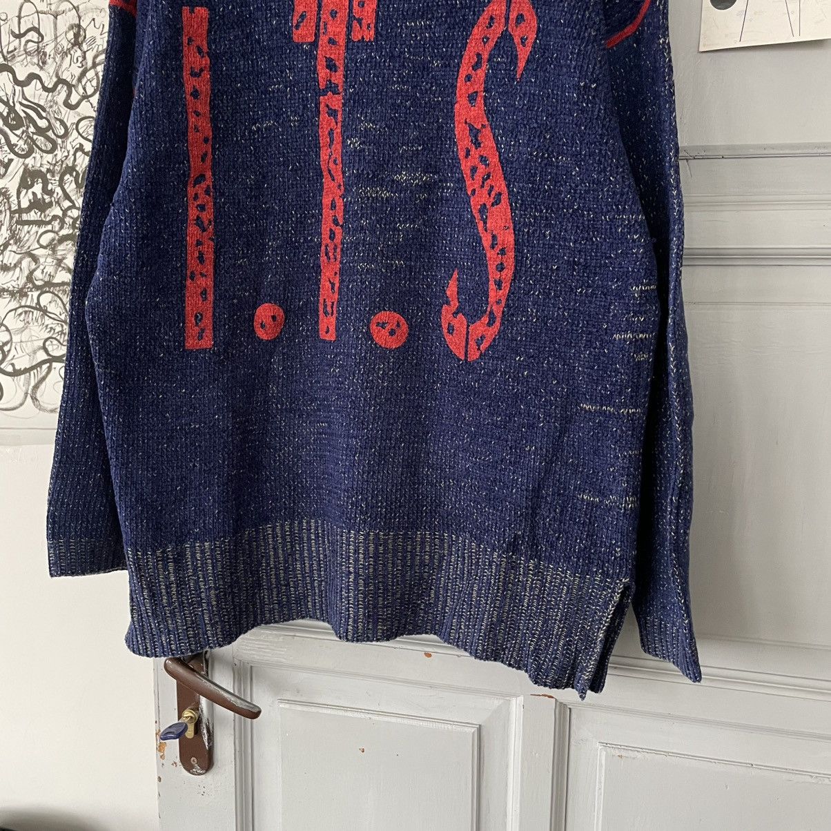 Japanese Brand × Vintage Vintage Avantgarde Sweater I.T.S Indigo y2k size L Size US L / EU 52-54 / 3 - 3 Thumbnail