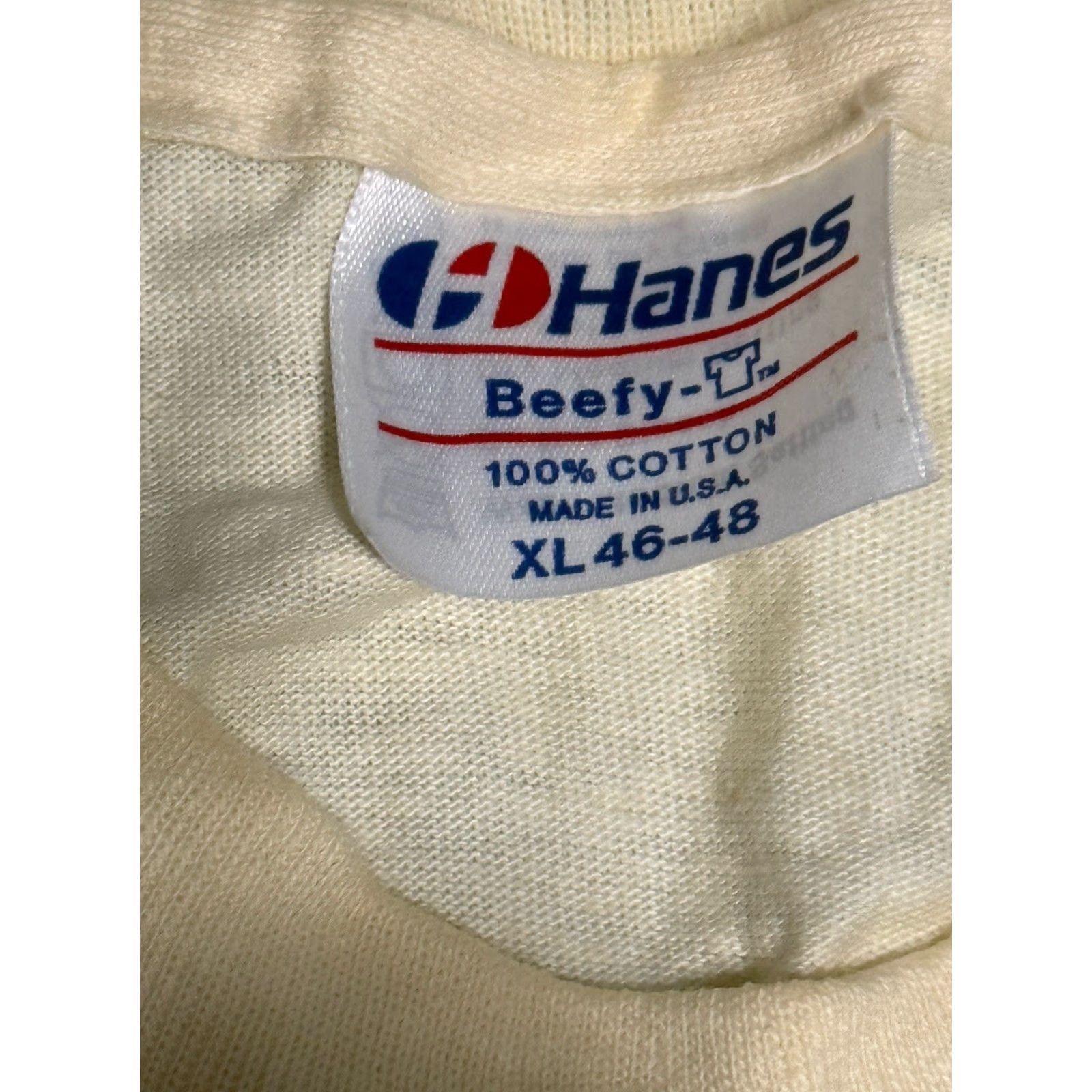 Hanes VINTAGE 1980s Budweiser King Kenny Bernstein Mercury Funny Car NHRA Graphic Tee Unisex XL Light Yellow Size US XL / EU 56 / 4 - 5 Thumbnail