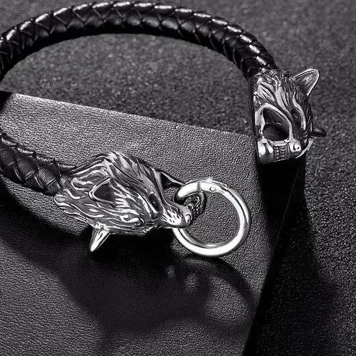Jewelry Double Dragon Wolf Head Bracelet Size ONE SIZE - 2 Thumbnail